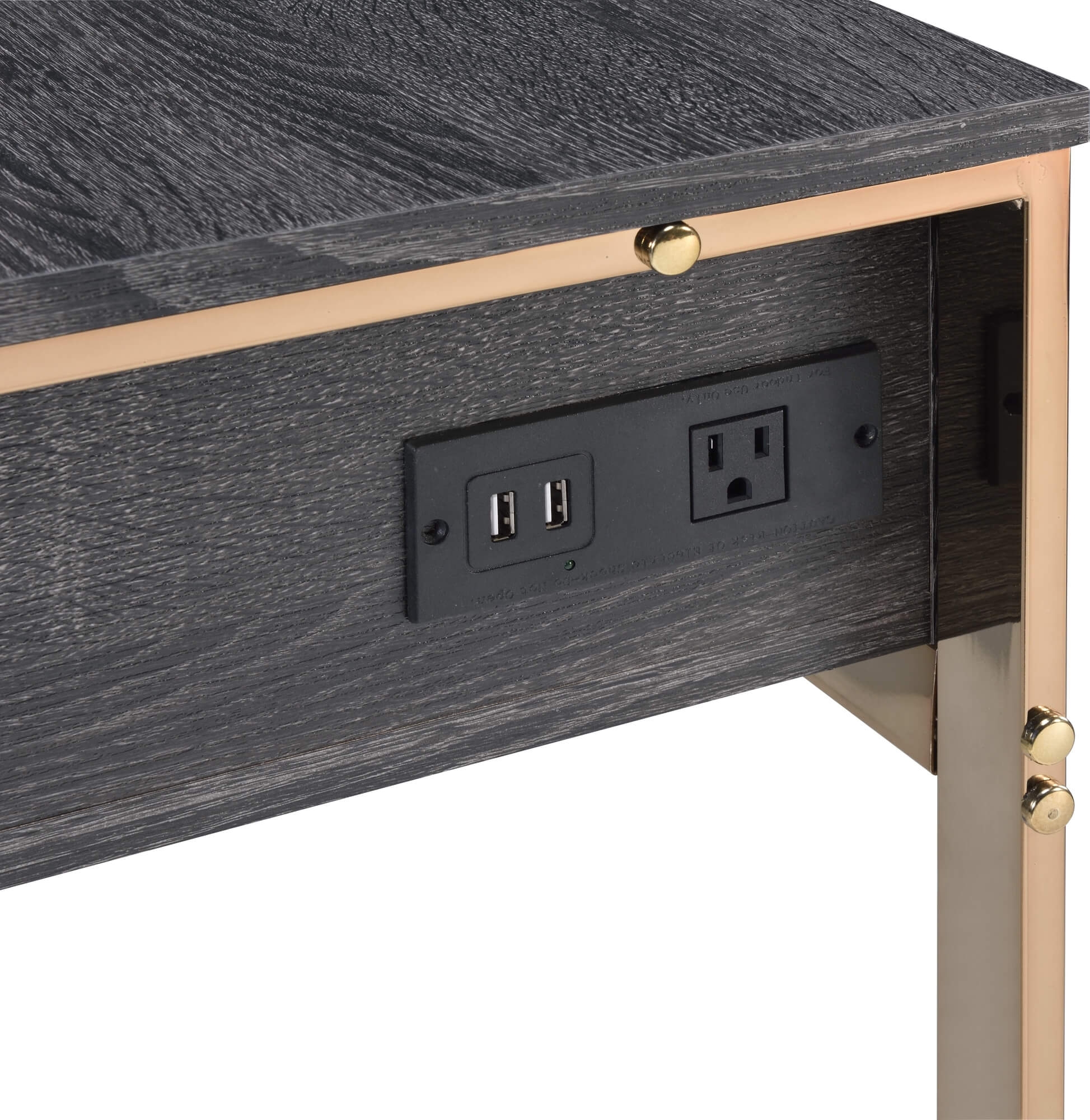 Perle Wood Veneer/Metal Writing Desk