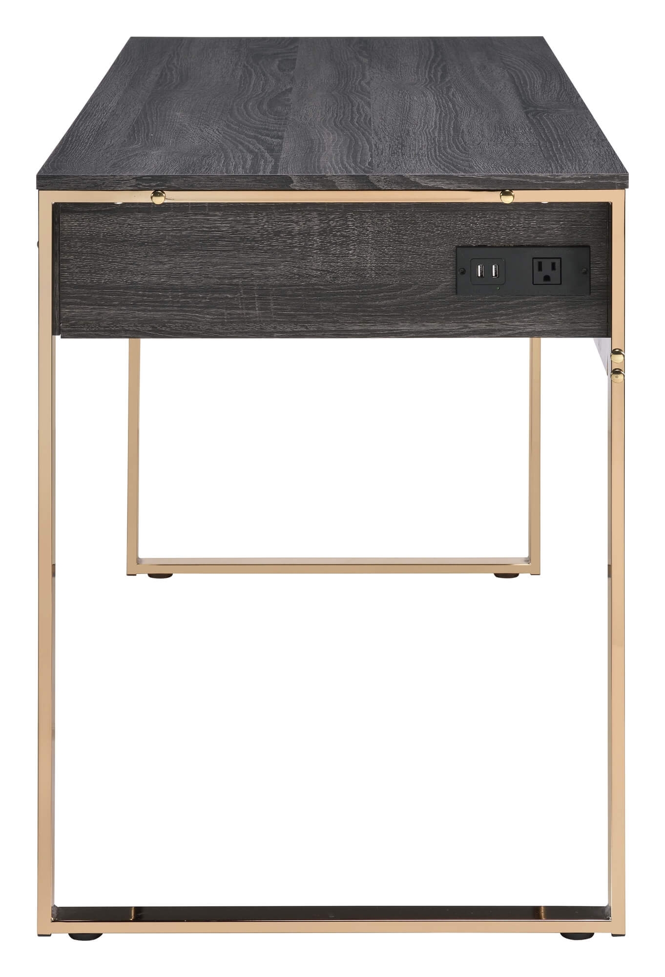 Perle Wood Veneer/Metal Writing Desk