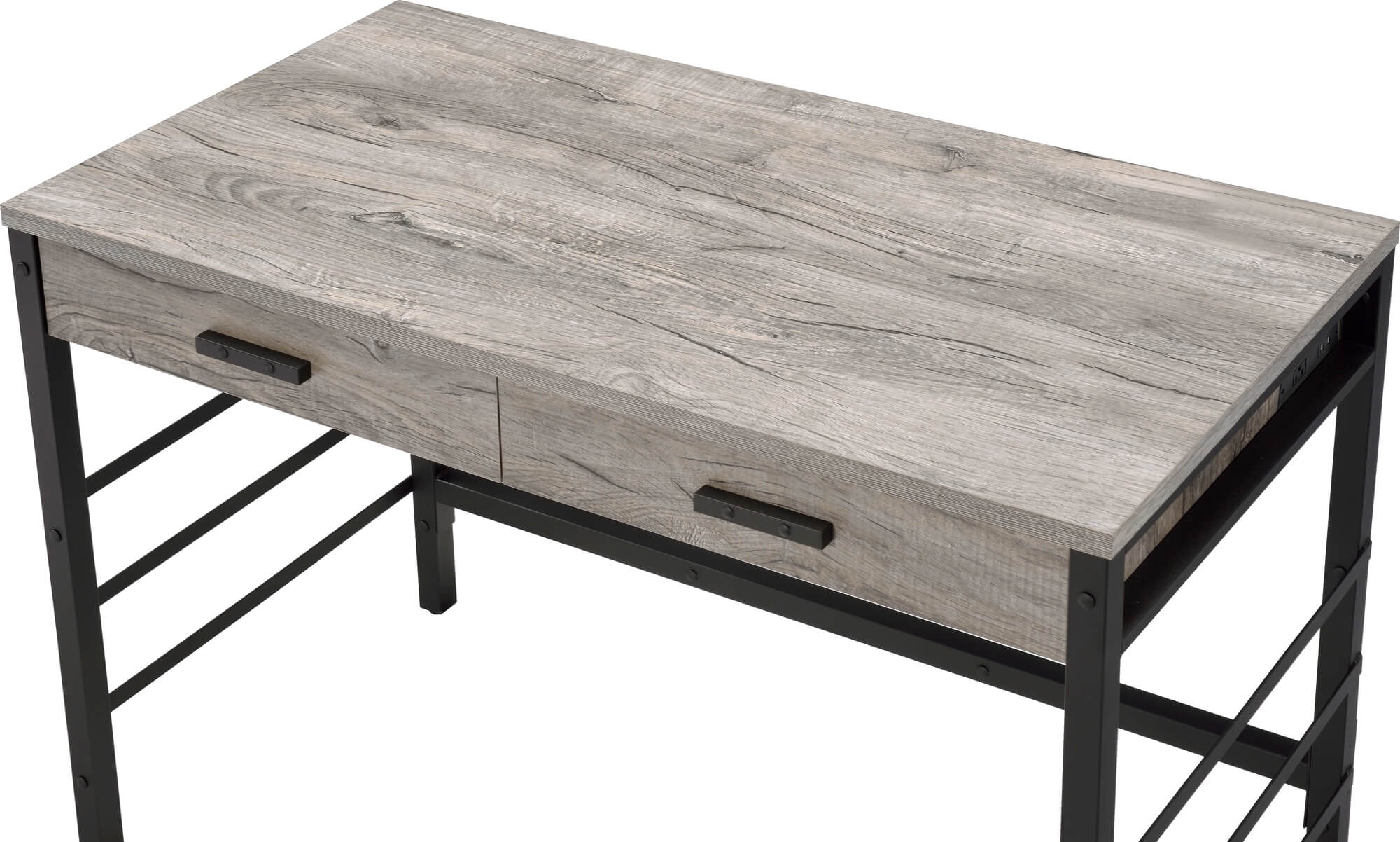 Disho Wood Veneer/Metal Writing Desk