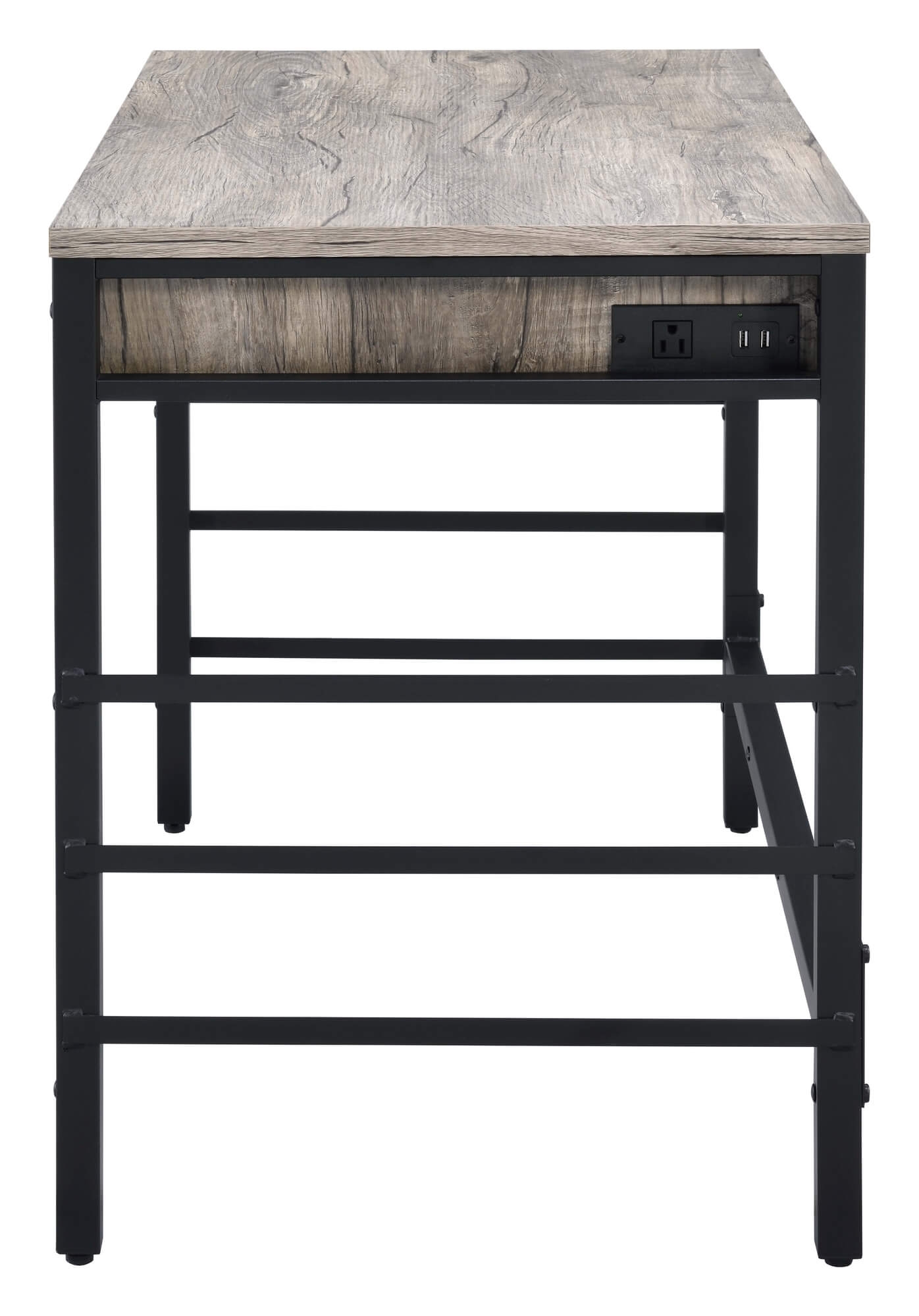 Disho Wood Veneer/Metal Writing Desk