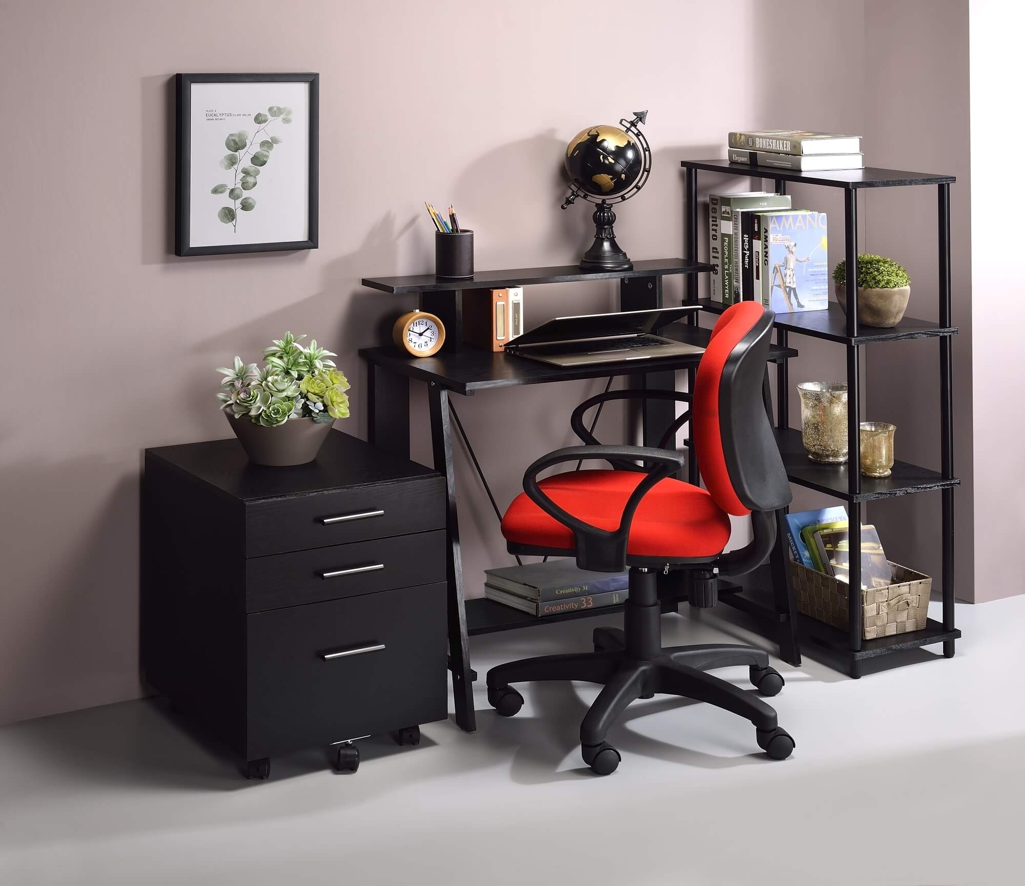 Nypho Wood Veneer/Metal Writing Desk