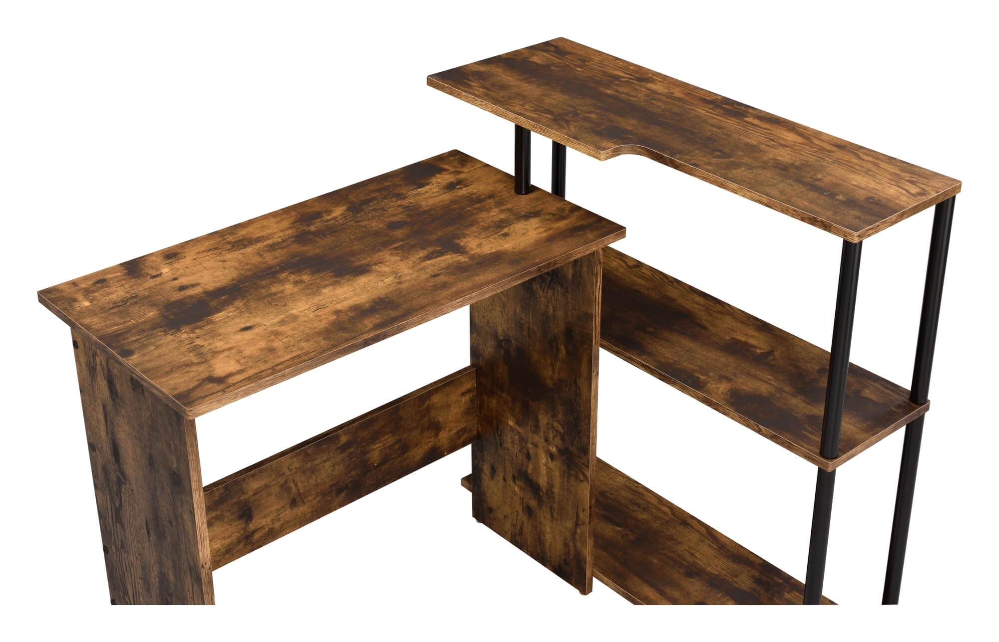 Ievi Wood Veneer/Metal Writing Desk
