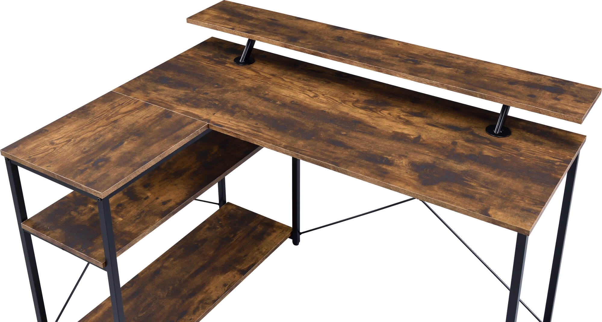 Drebo Wood Veneer/Metal L-Shaped Writing Desk