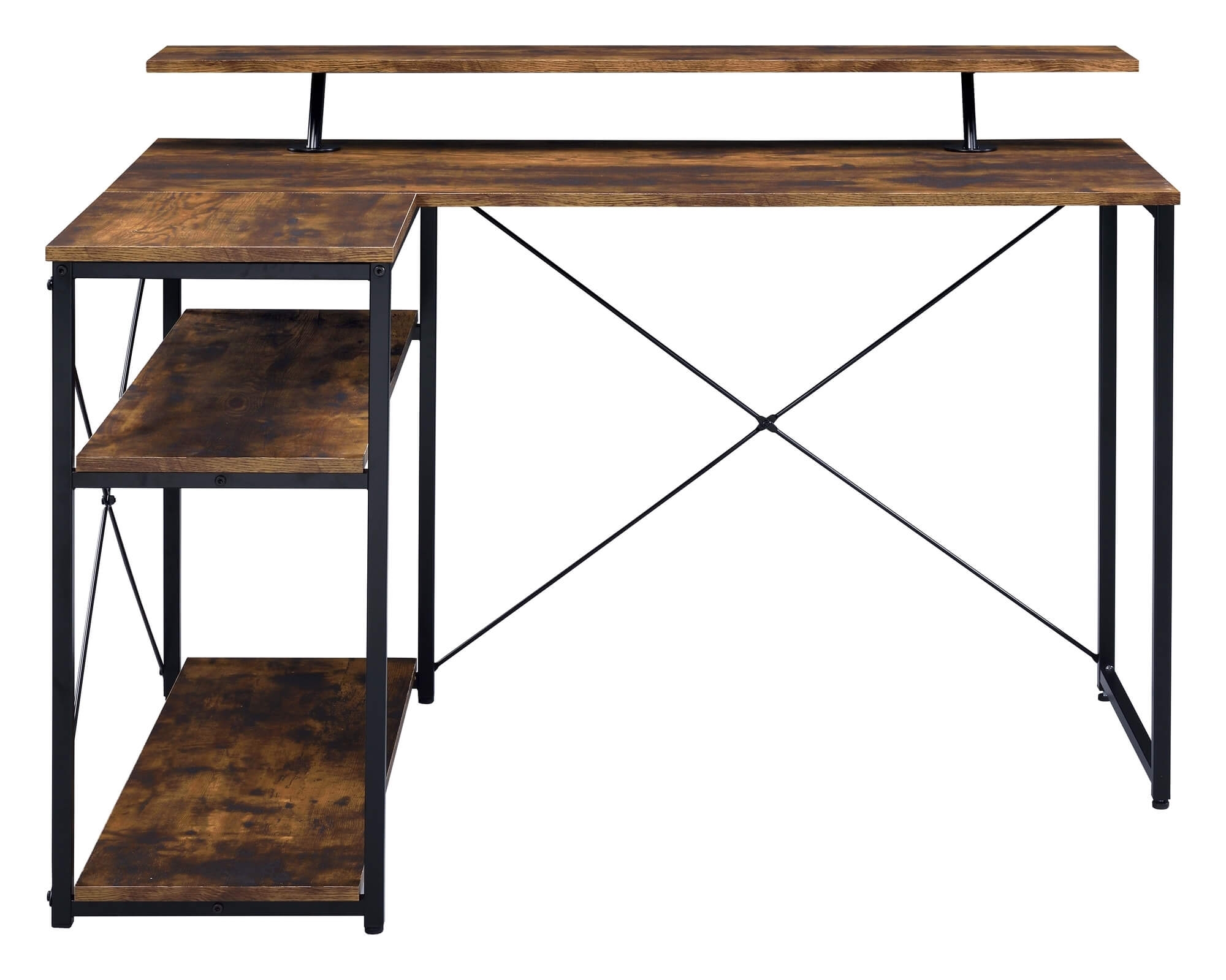 Drebo Wood Veneer/Metal L-Shaped Writing Desk
