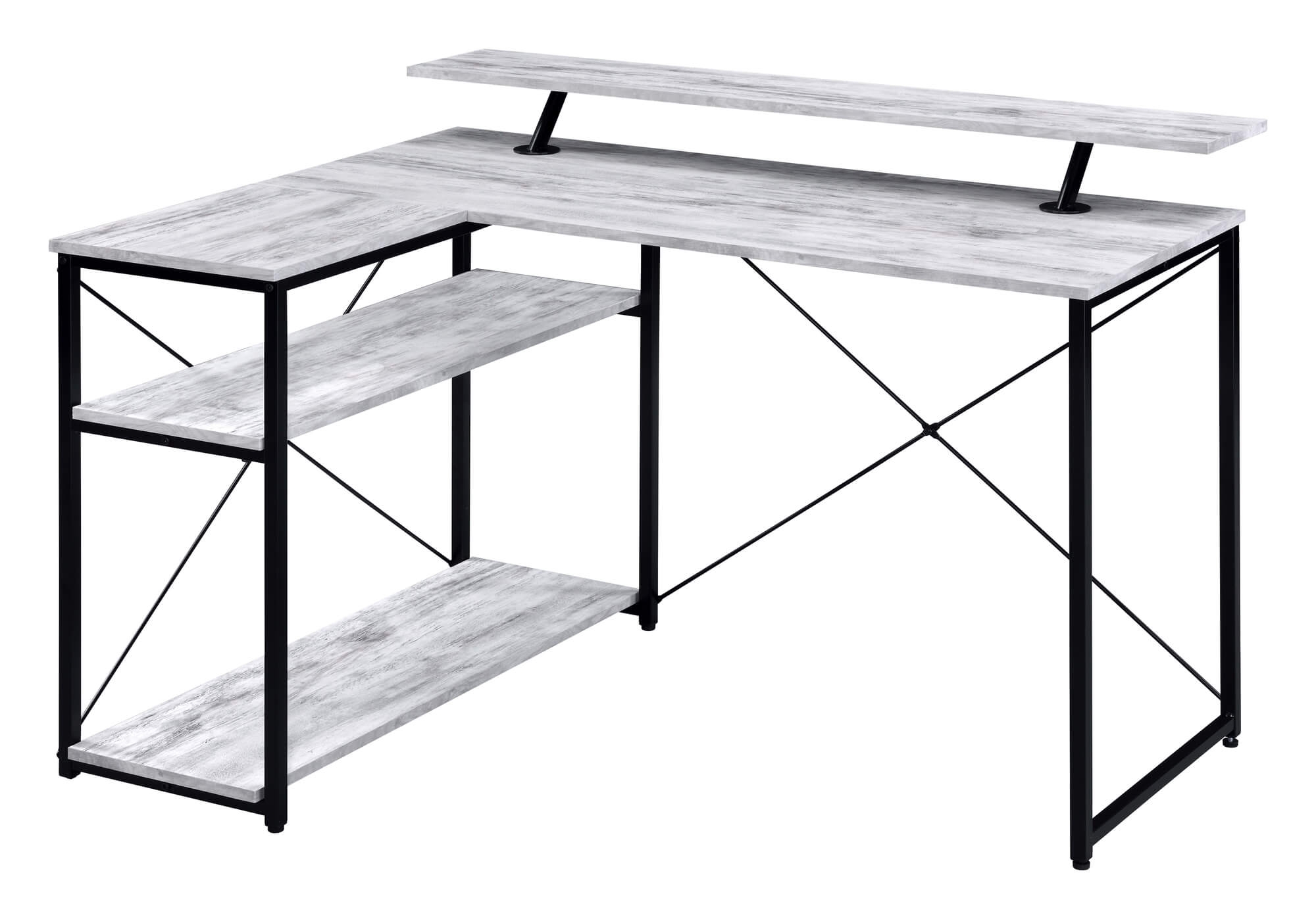 Drebo Wood Veneer/Metal L-Shaped Writing Desk