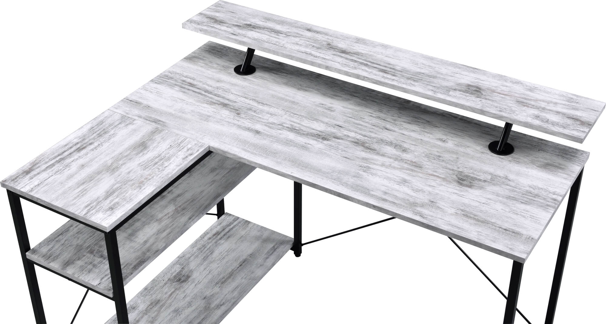 Drebo Wood Veneer/Metal L-Shaped Writing Desk