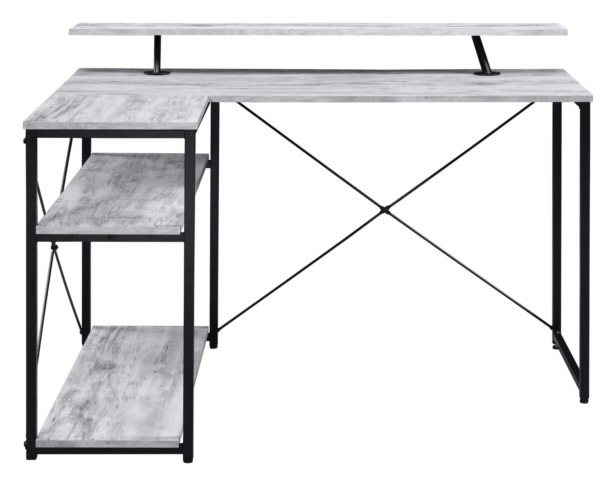 Drebo Wood Veneer/Metal L-Shaped Writing Desk