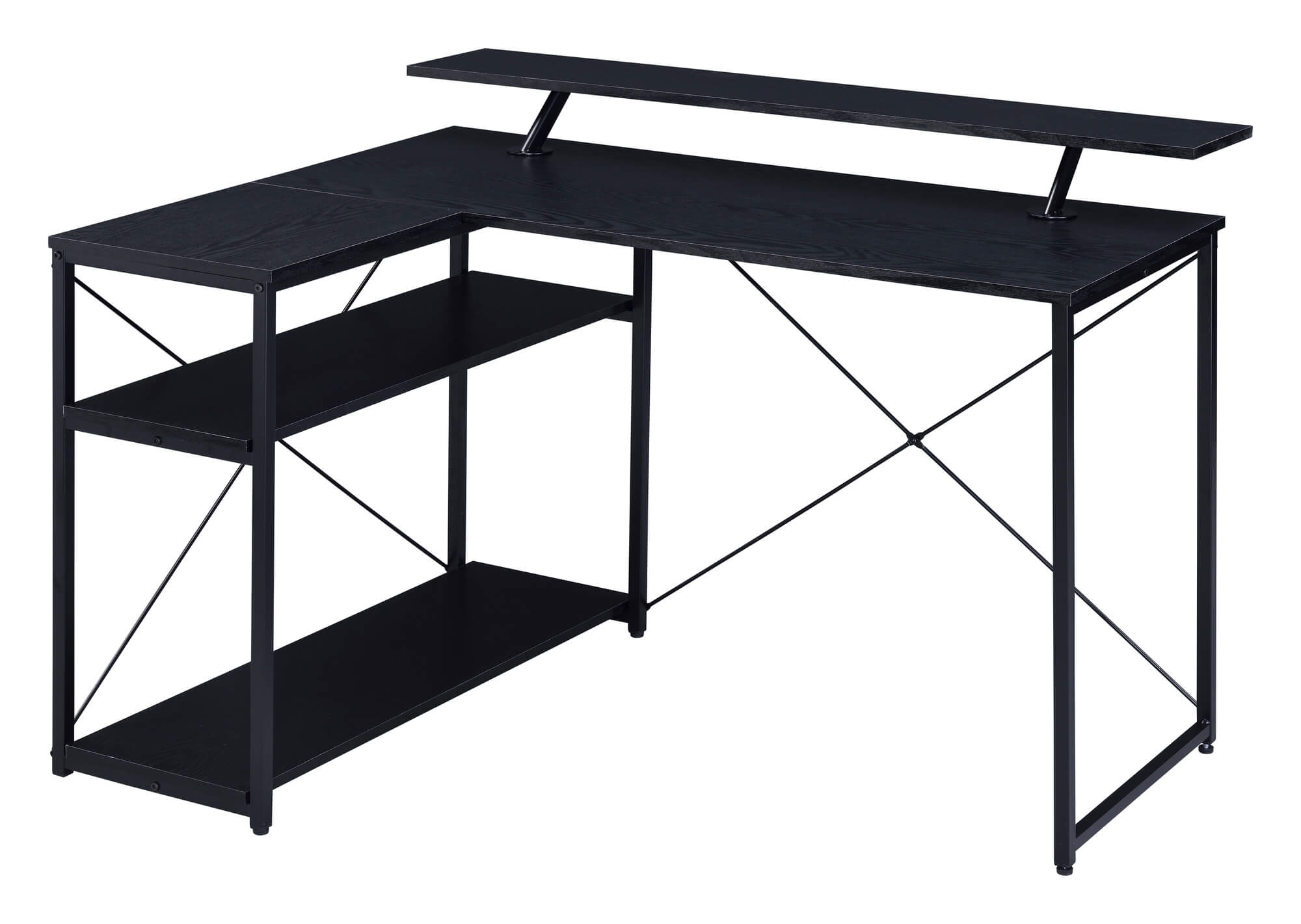 Drebo Wood Veneer/Metal L-Shaped Writing Desk