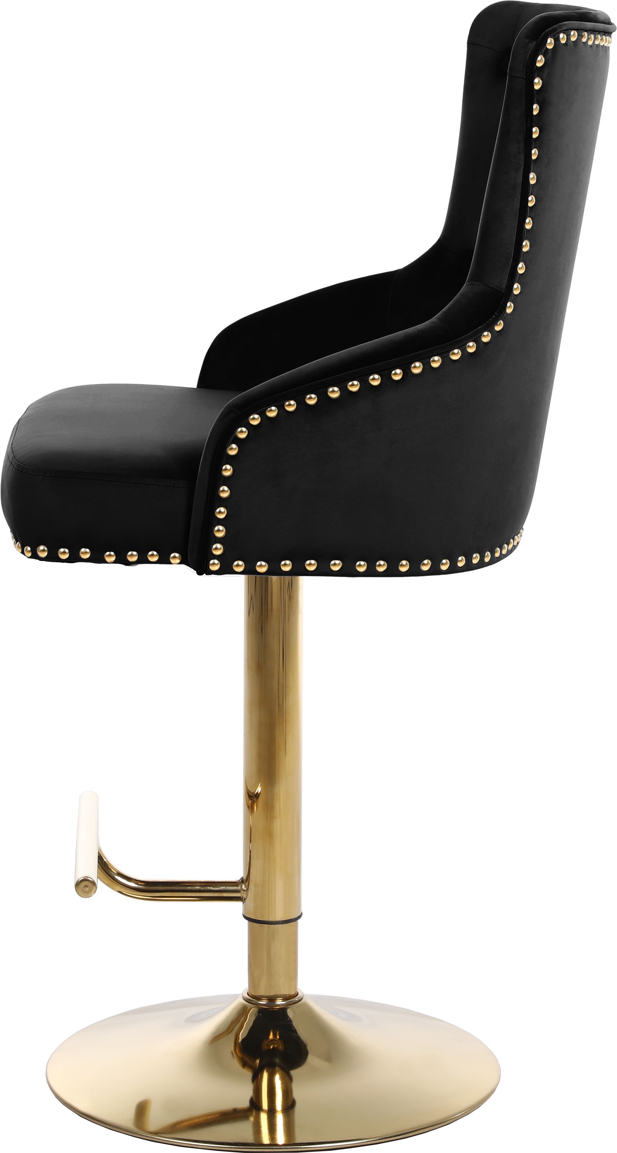 Claude Velvet Adjustable Stool with Gold Base