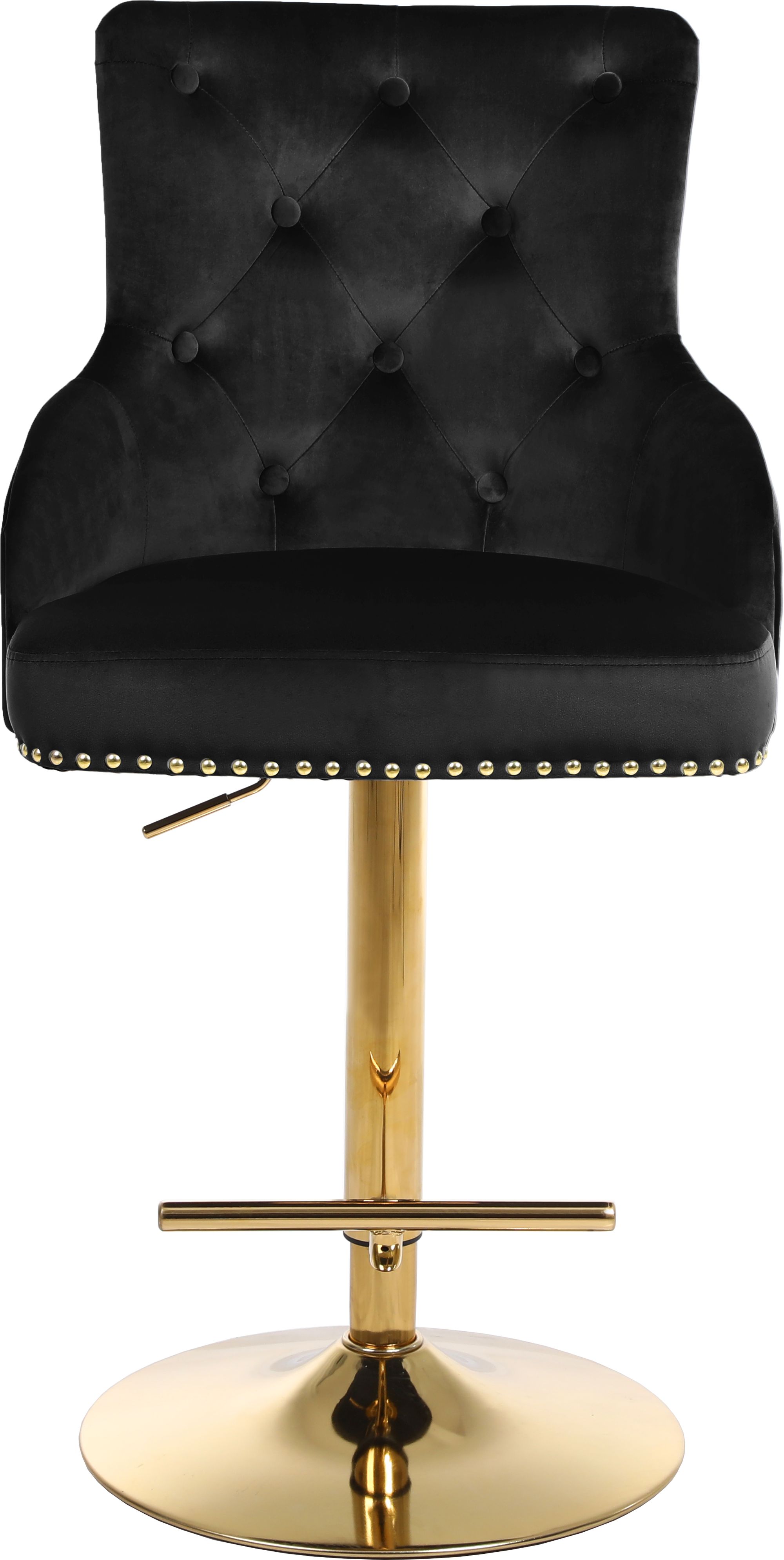 Claude Velvet Adjustable Stool with Gold Base
