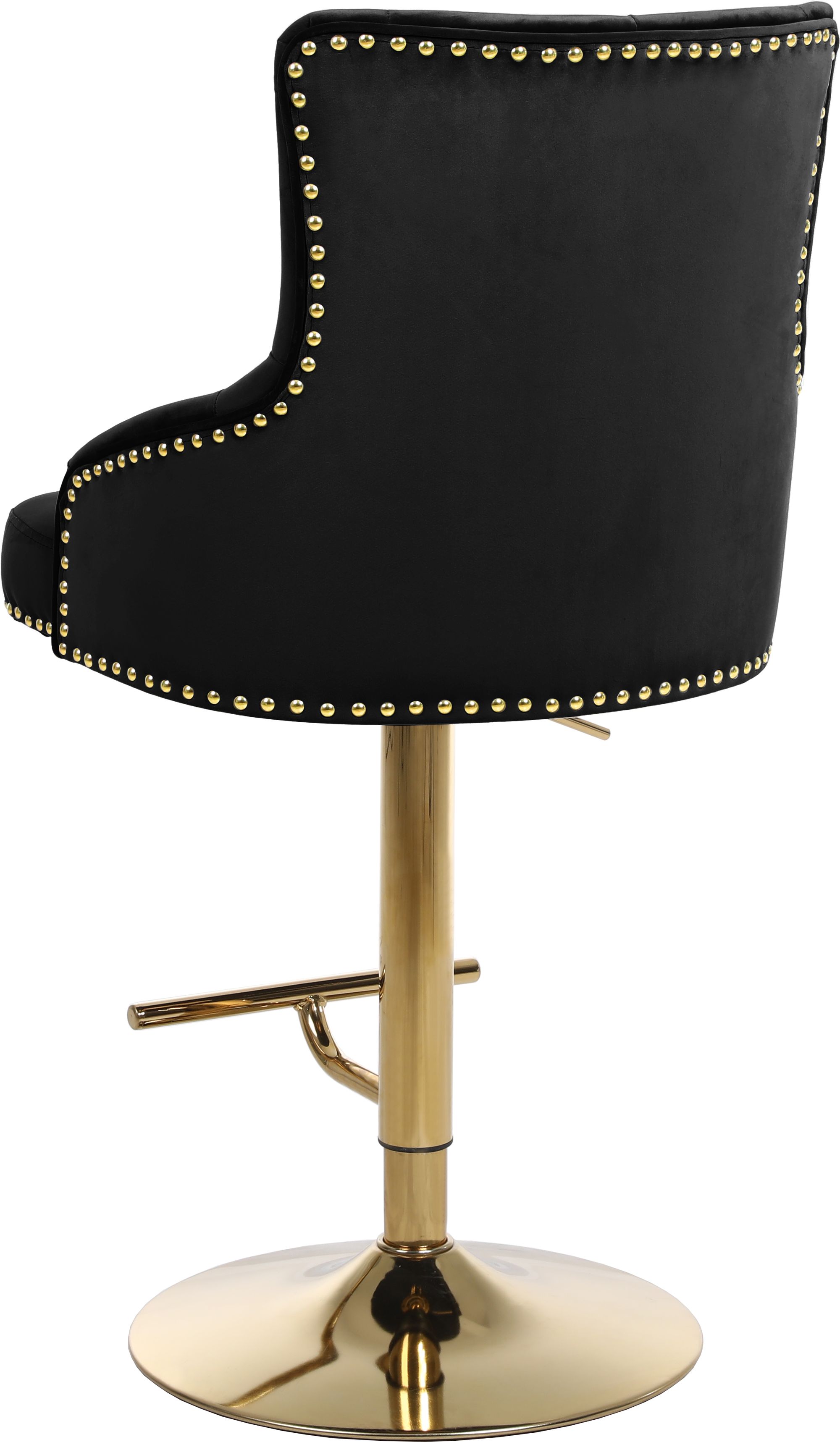 Claude Velvet Adjustable Stool with Gold Base
