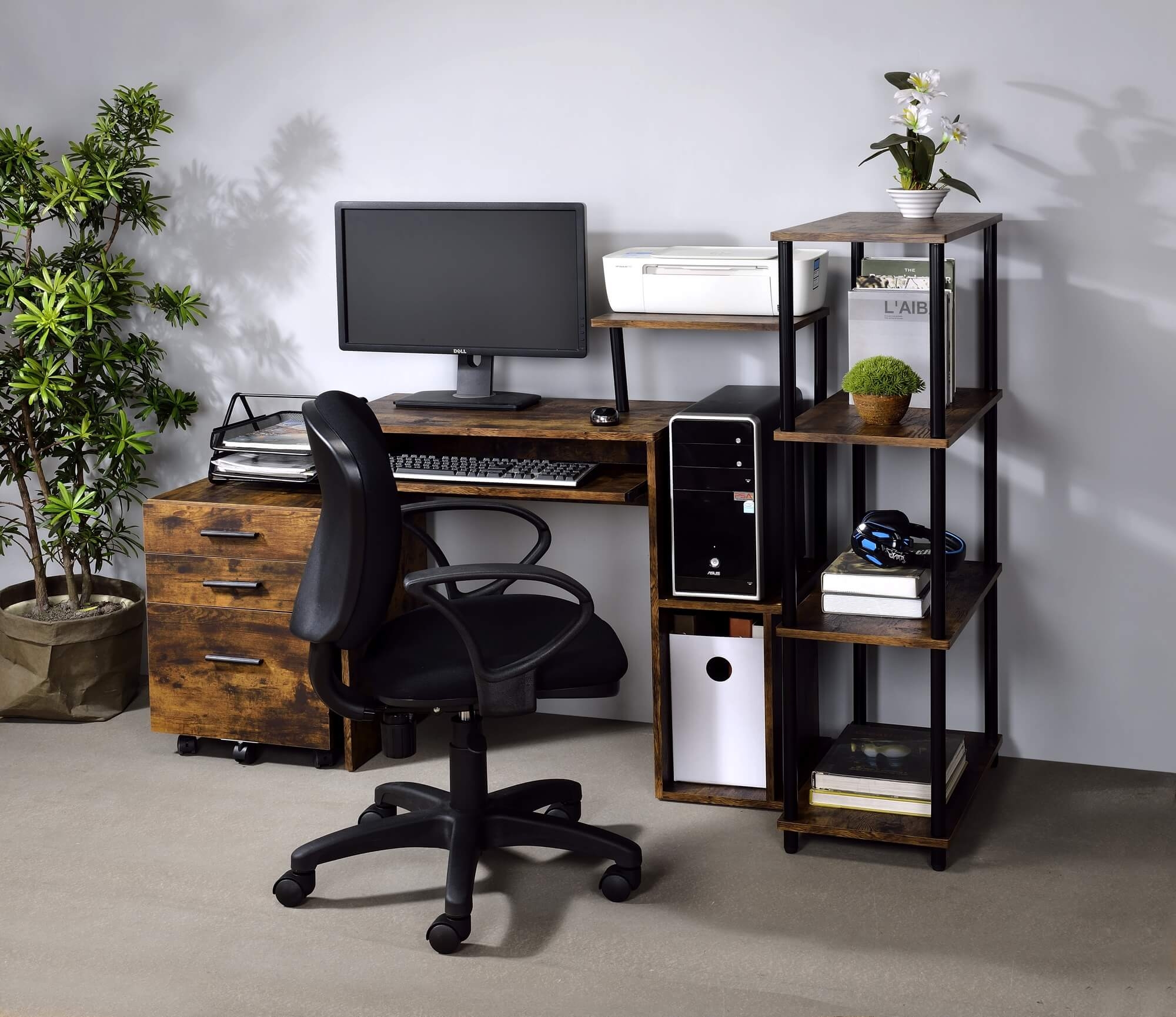 Lyphre Wood Veneer/Metal Desk