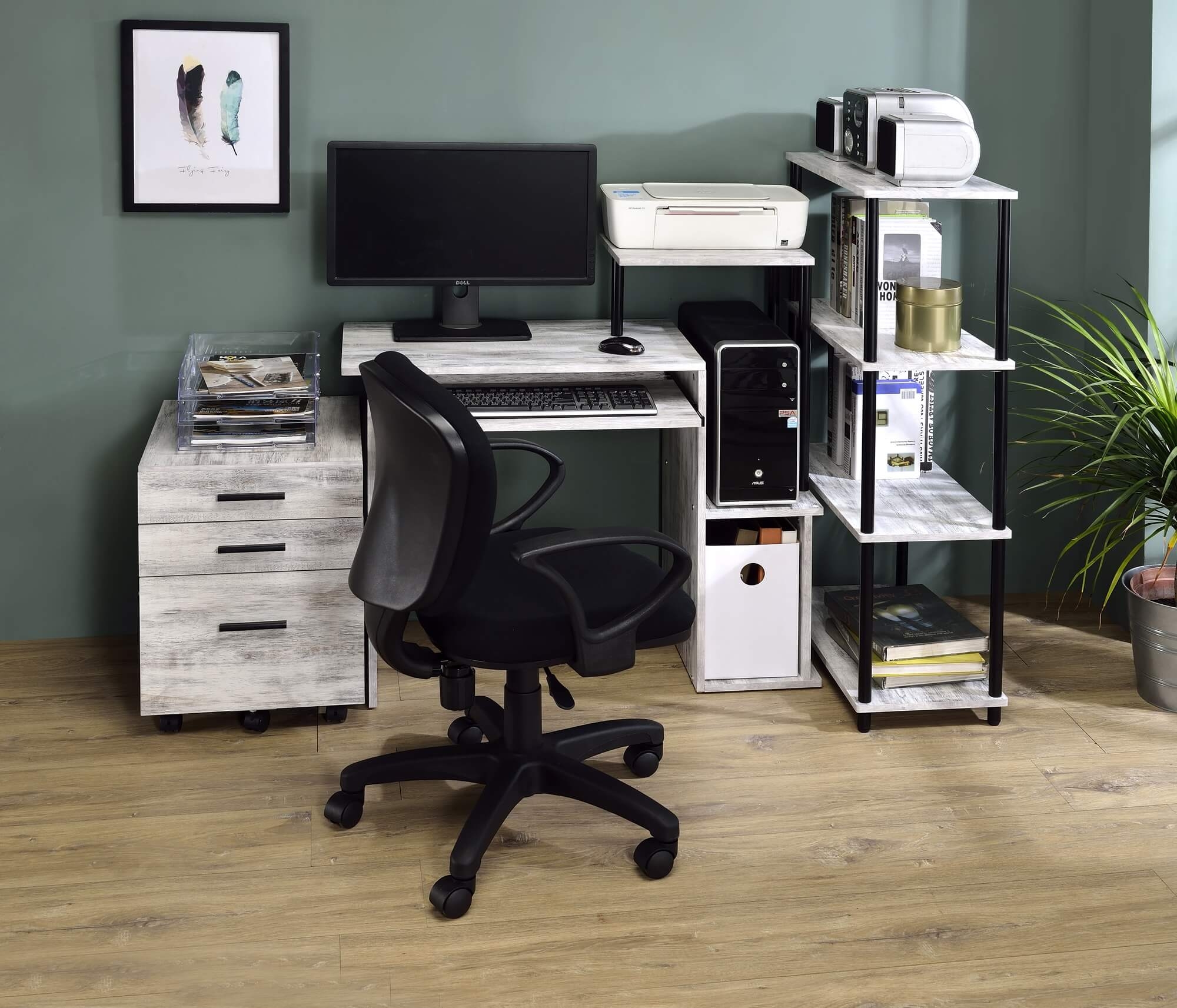Lyphre Wood Veneer/Metal Desk