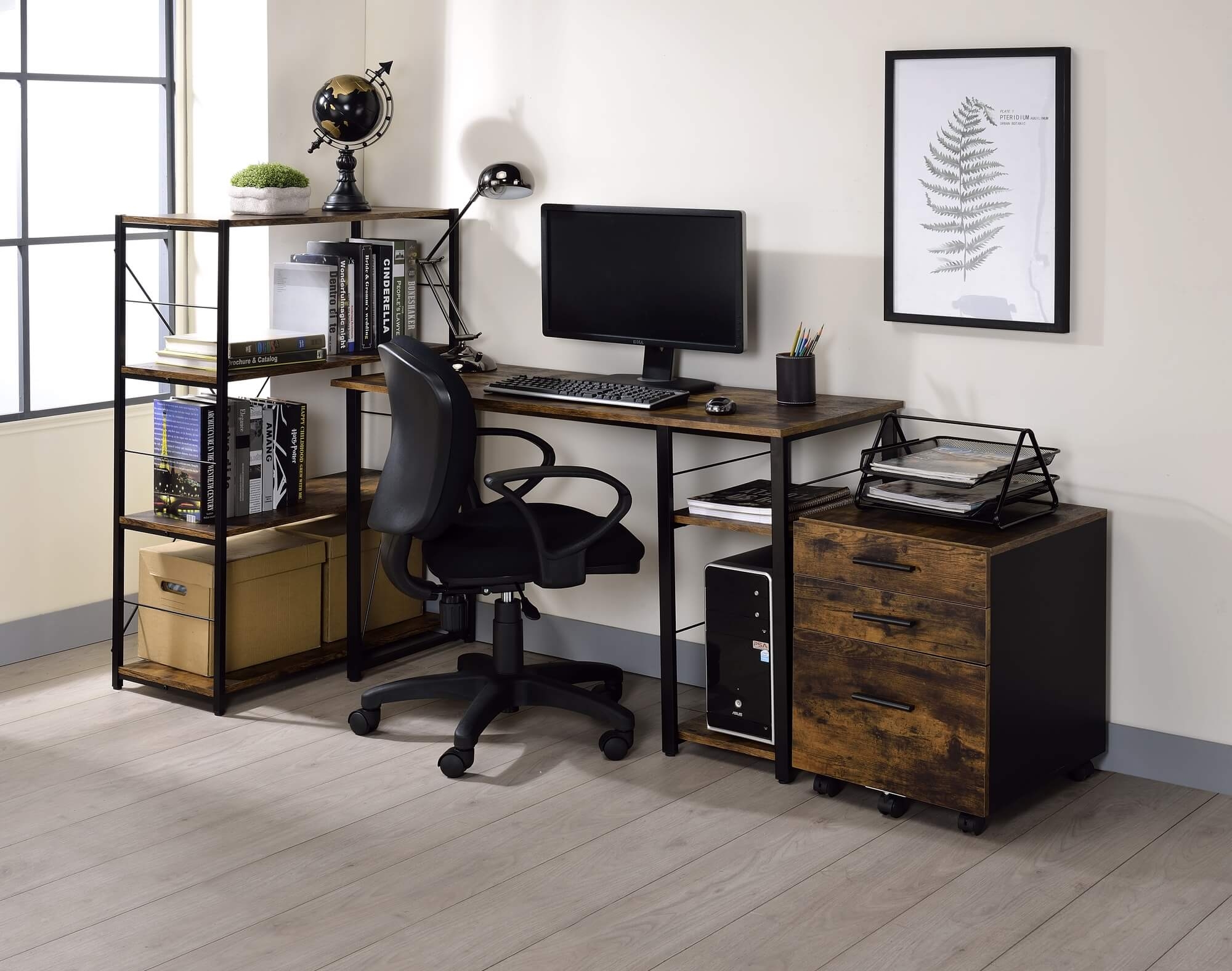 Vadna Wood Veneer/Metal Desk