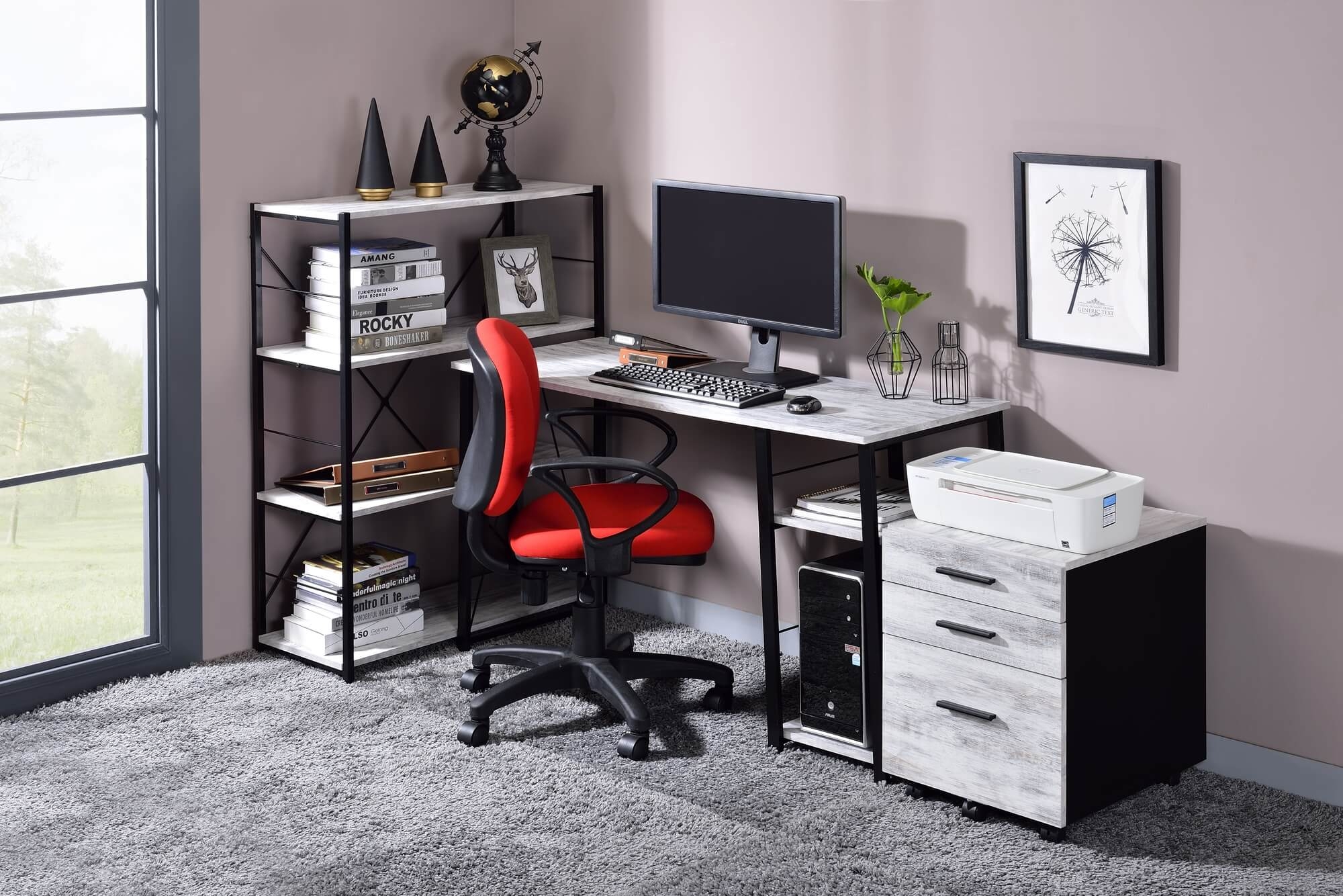 Vadna Wood Veneer/Metal Desk