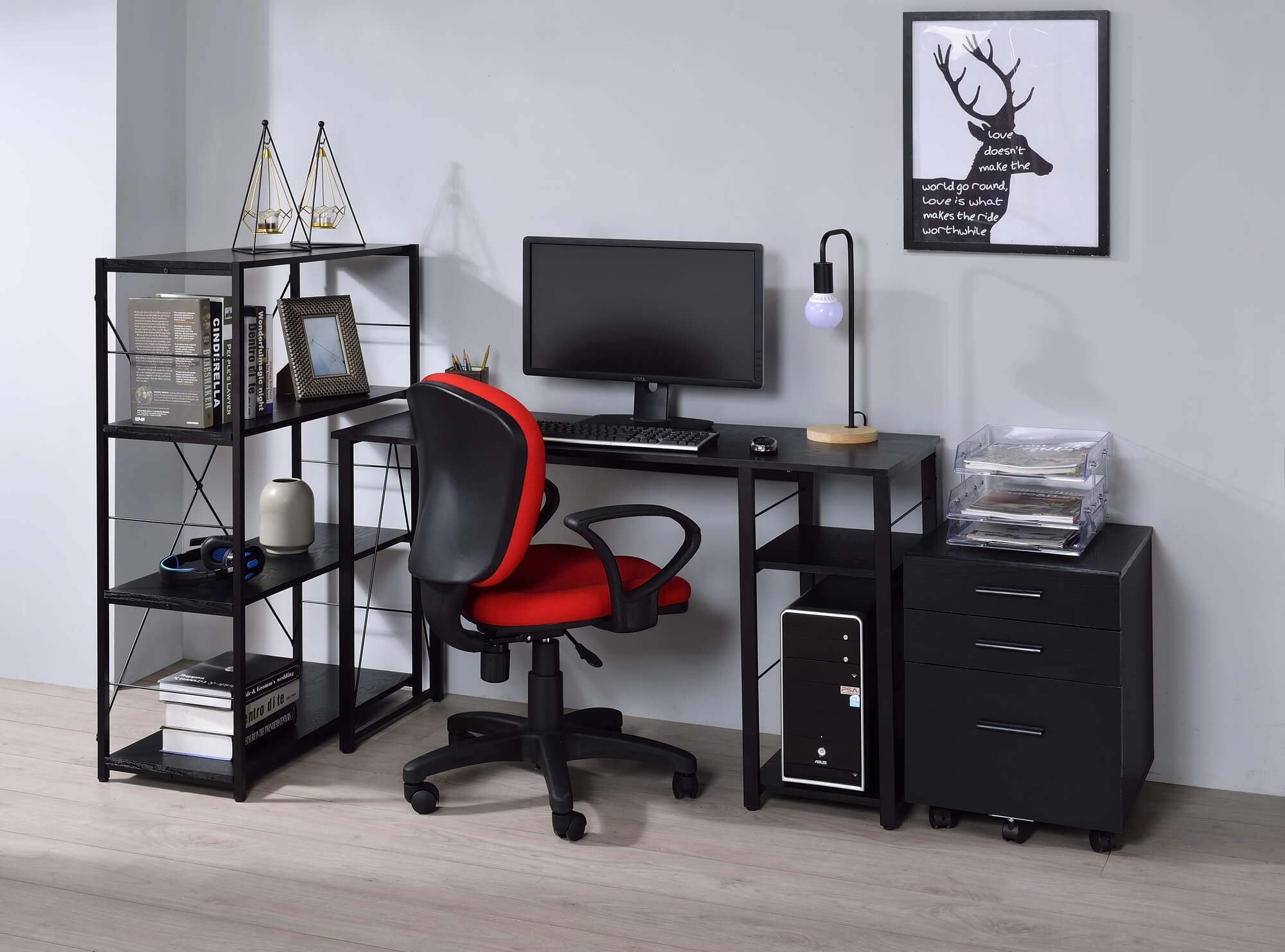 Vadna Wood Veneer/Metal Desk
