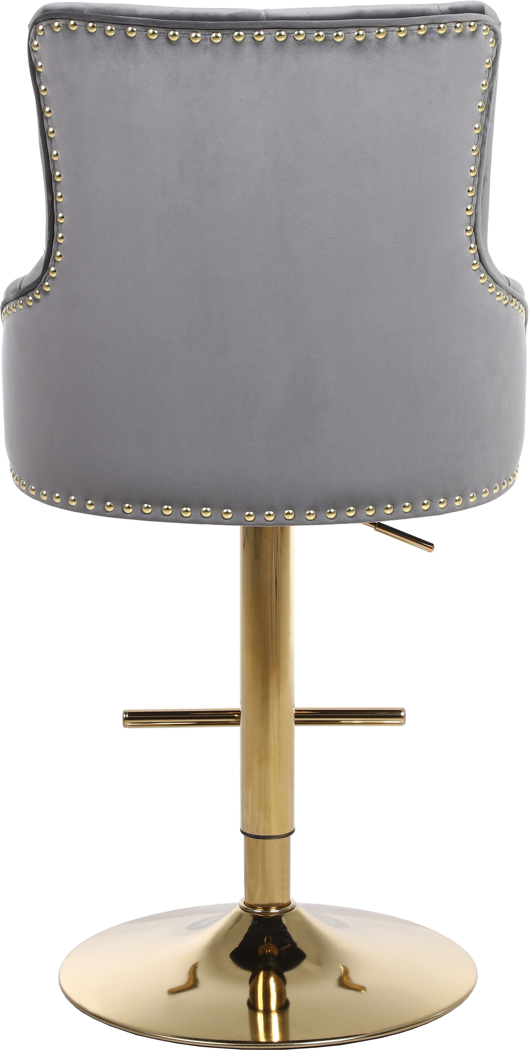 Claude Velvet Adjustable Stool with Gold Base