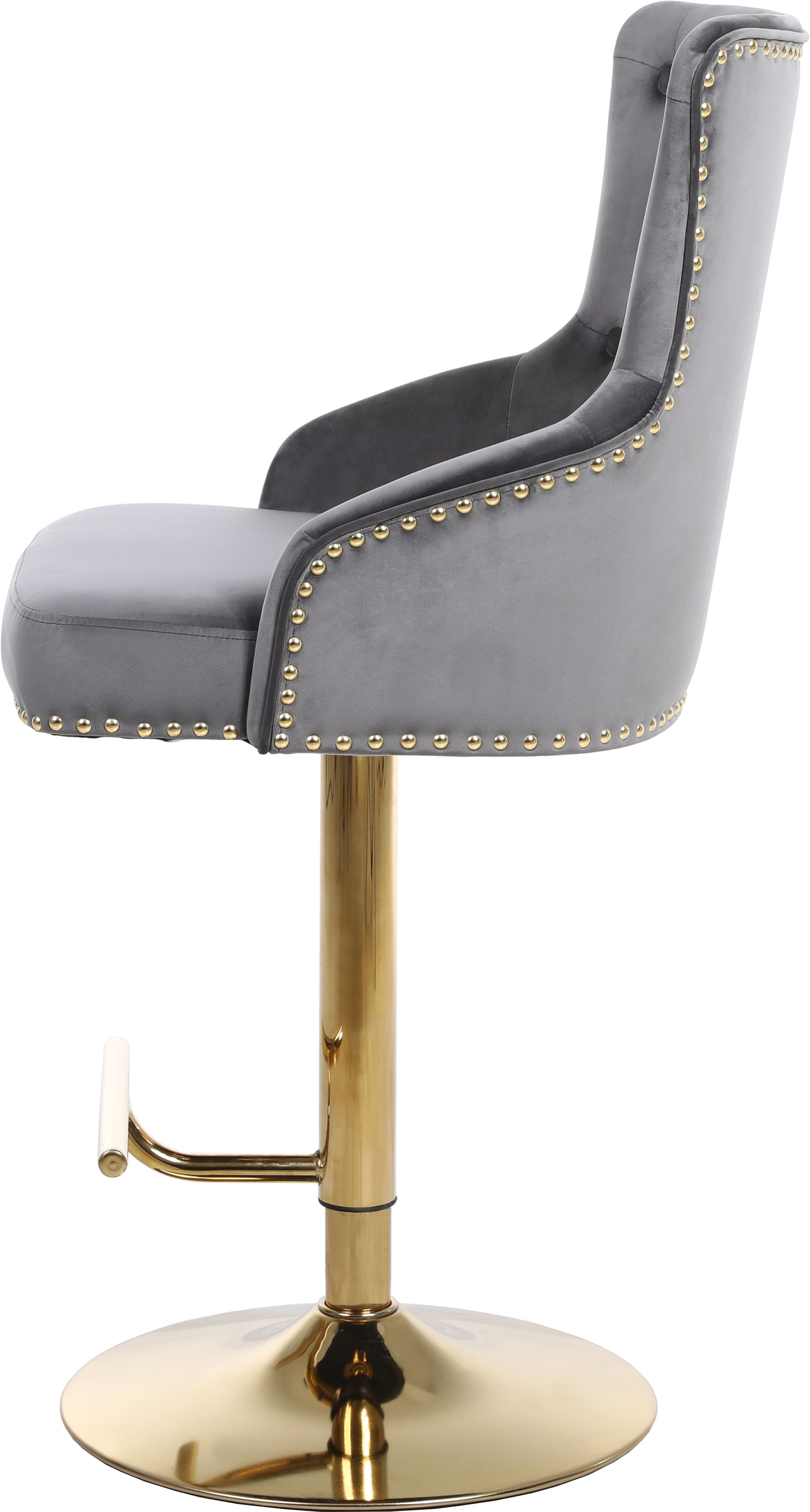 Claude Velvet Adjustable Stool with Gold Base