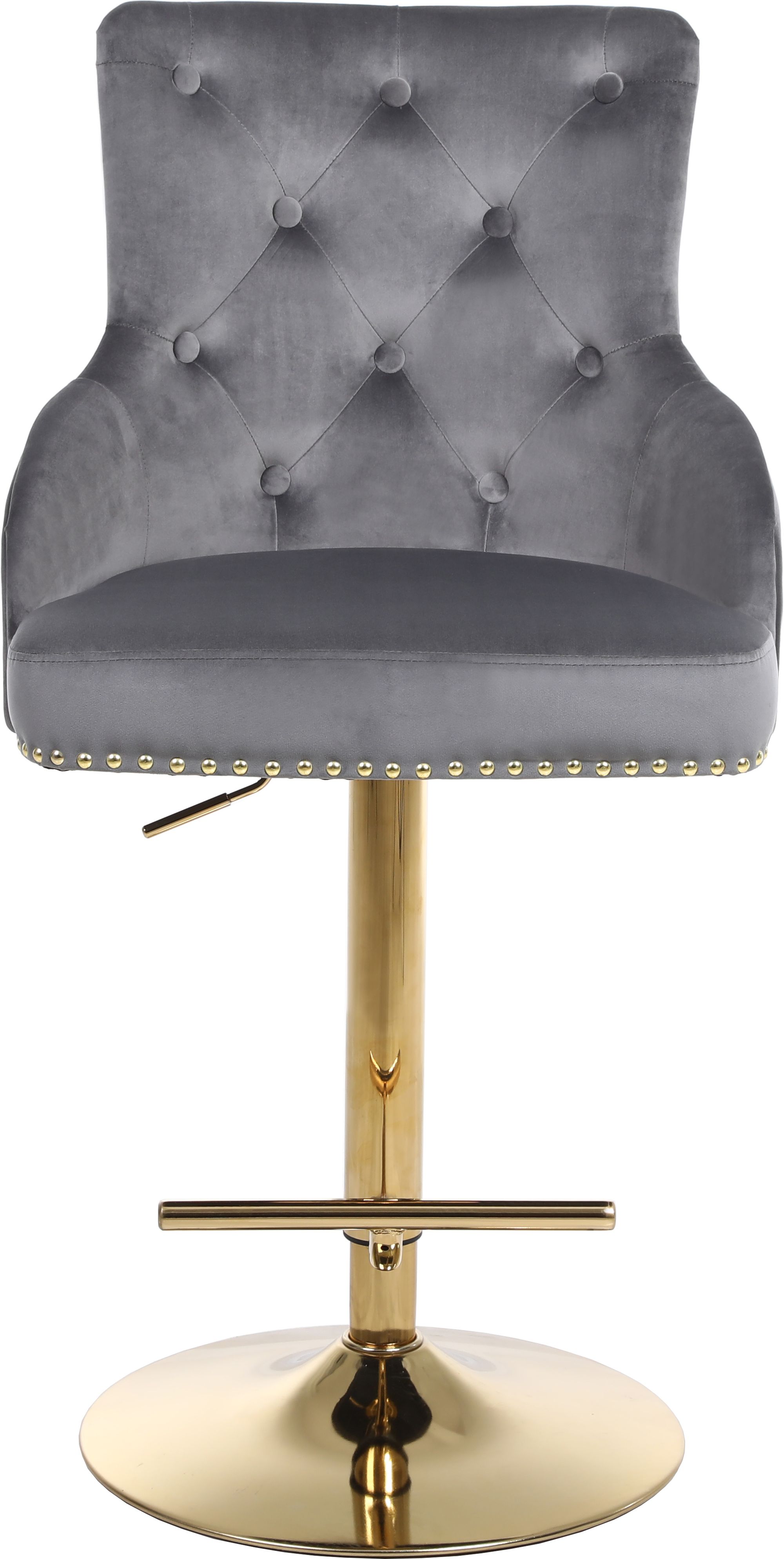 Claude Velvet Adjustable Stool with Gold Base