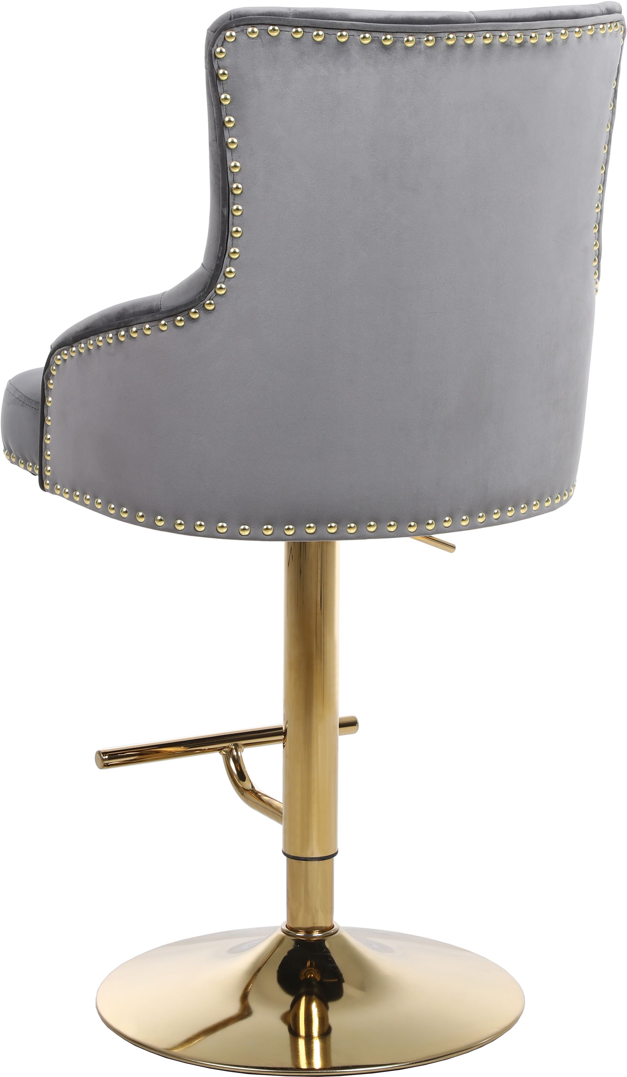 Claude Velvet Adjustable Stool with Gold Base