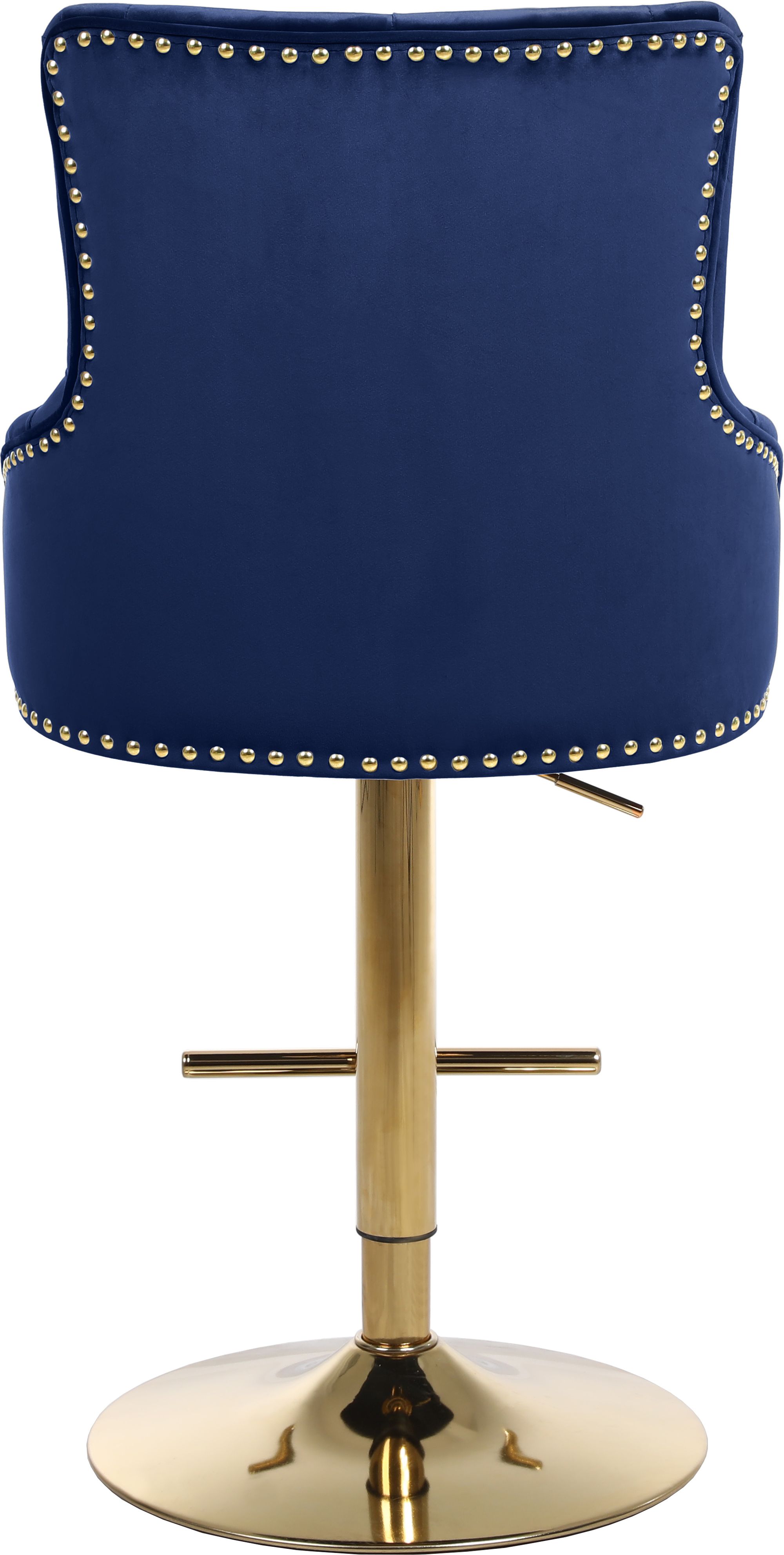 Claude Velvet Adjustable Stool with Gold Base