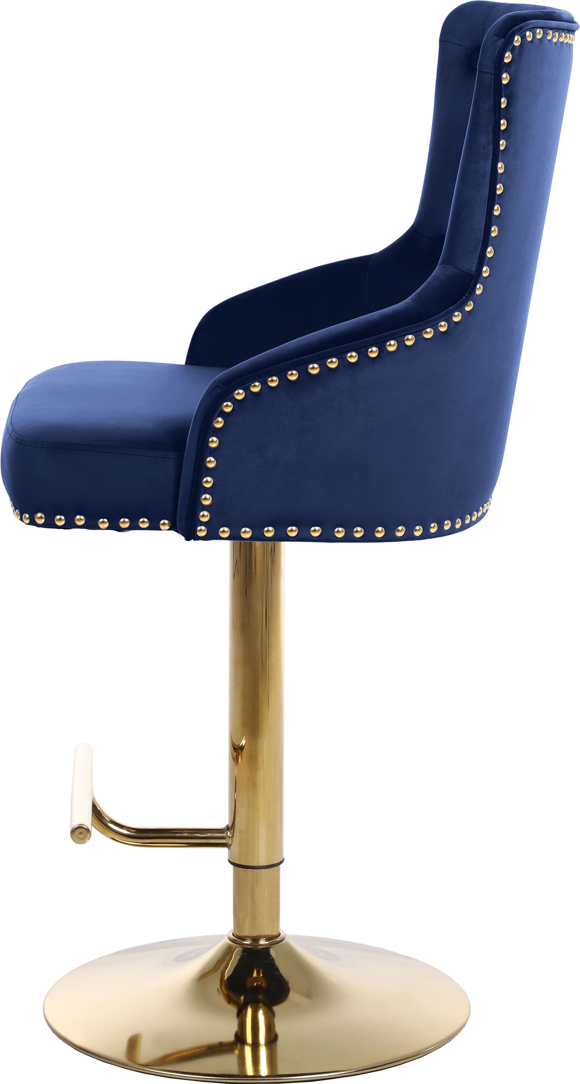 Claude Velvet Adjustable Stool with Gold Base