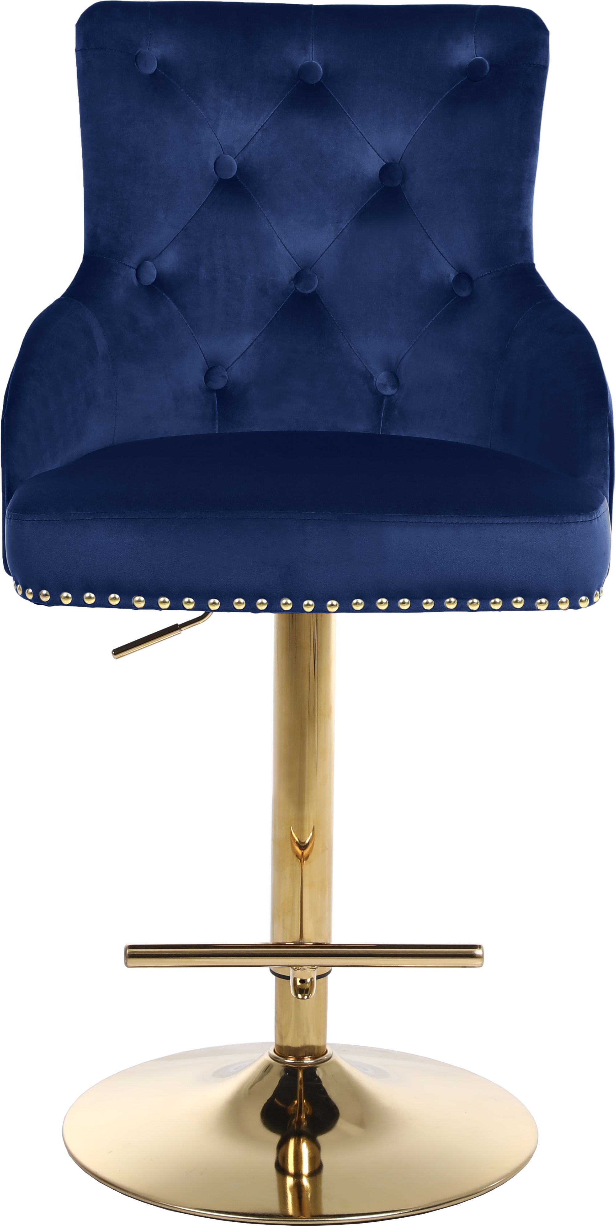 Claude Velvet Adjustable Stool with Gold Base