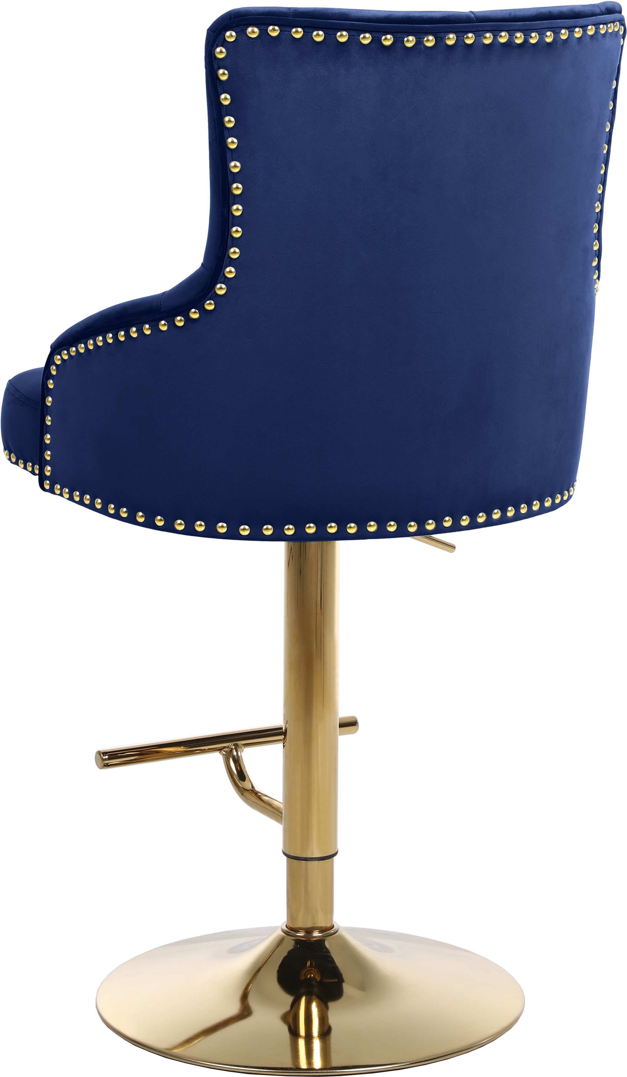 Claude Velvet Adjustable Stool with Gold Base