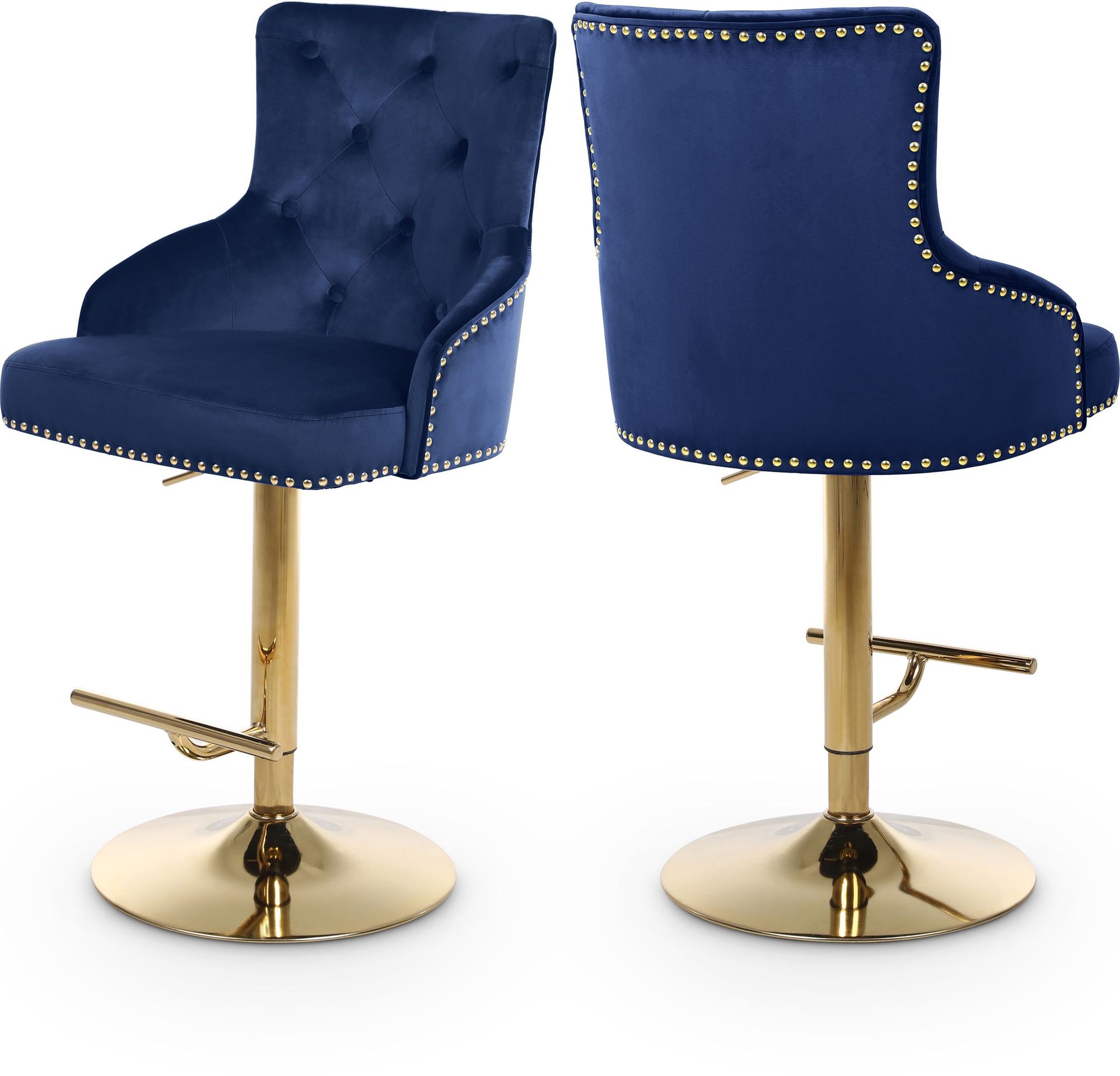 Claude Velvet Adjustable Stool with Gold Base