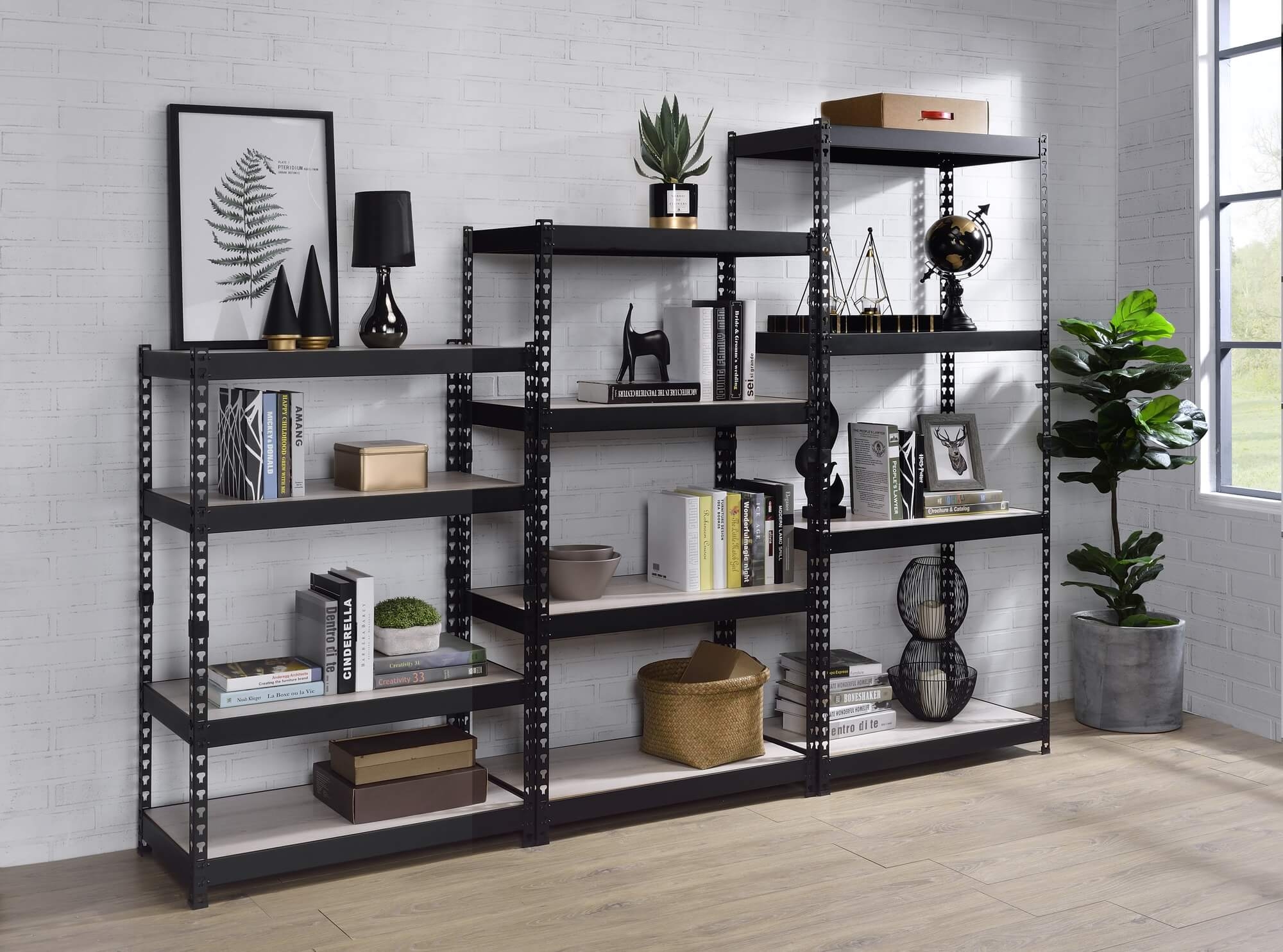 Decmus Wood Veneer/Metal 48" Bookshelf
