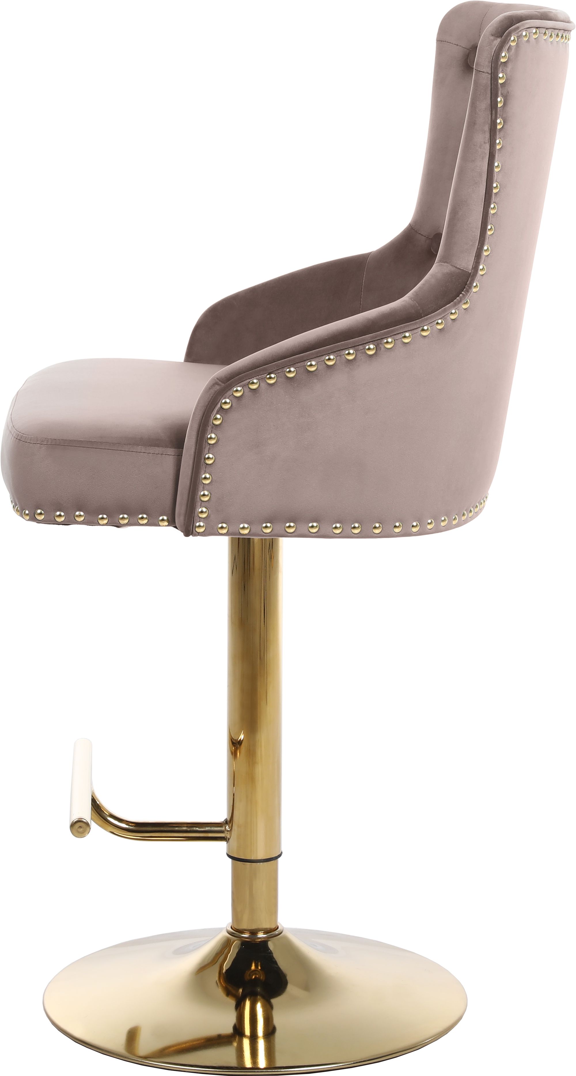 Claude Velvet Adjustable Stool with Gold Base