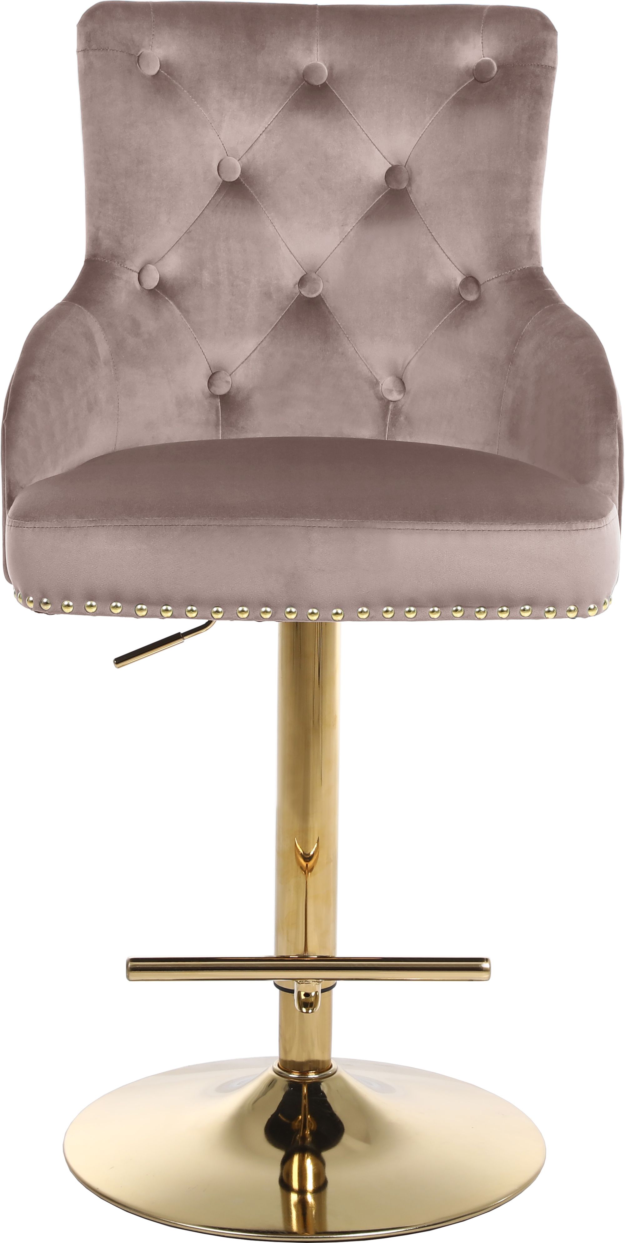 Claude Velvet Adjustable Stool with Gold Base