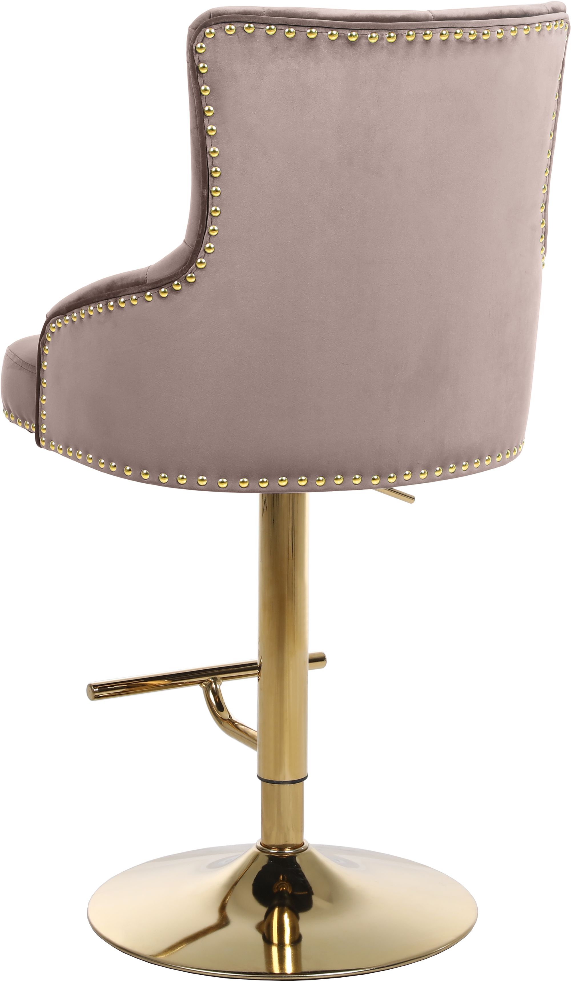 Claude Velvet Adjustable Stool with Gold Base