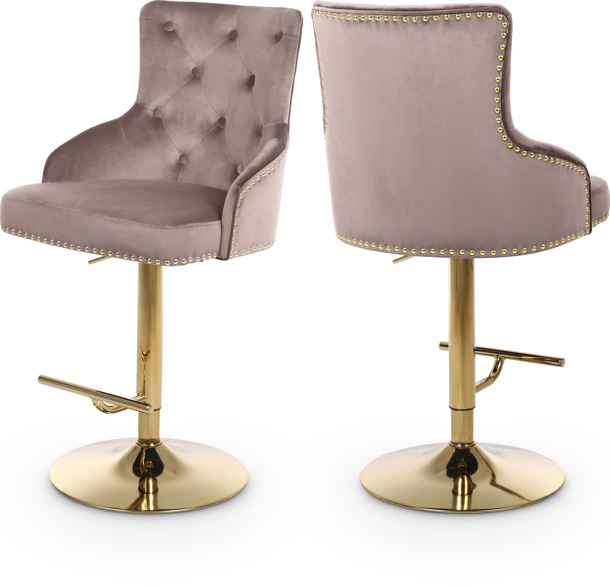 Claude Velvet Adjustable Stool with Gold Base