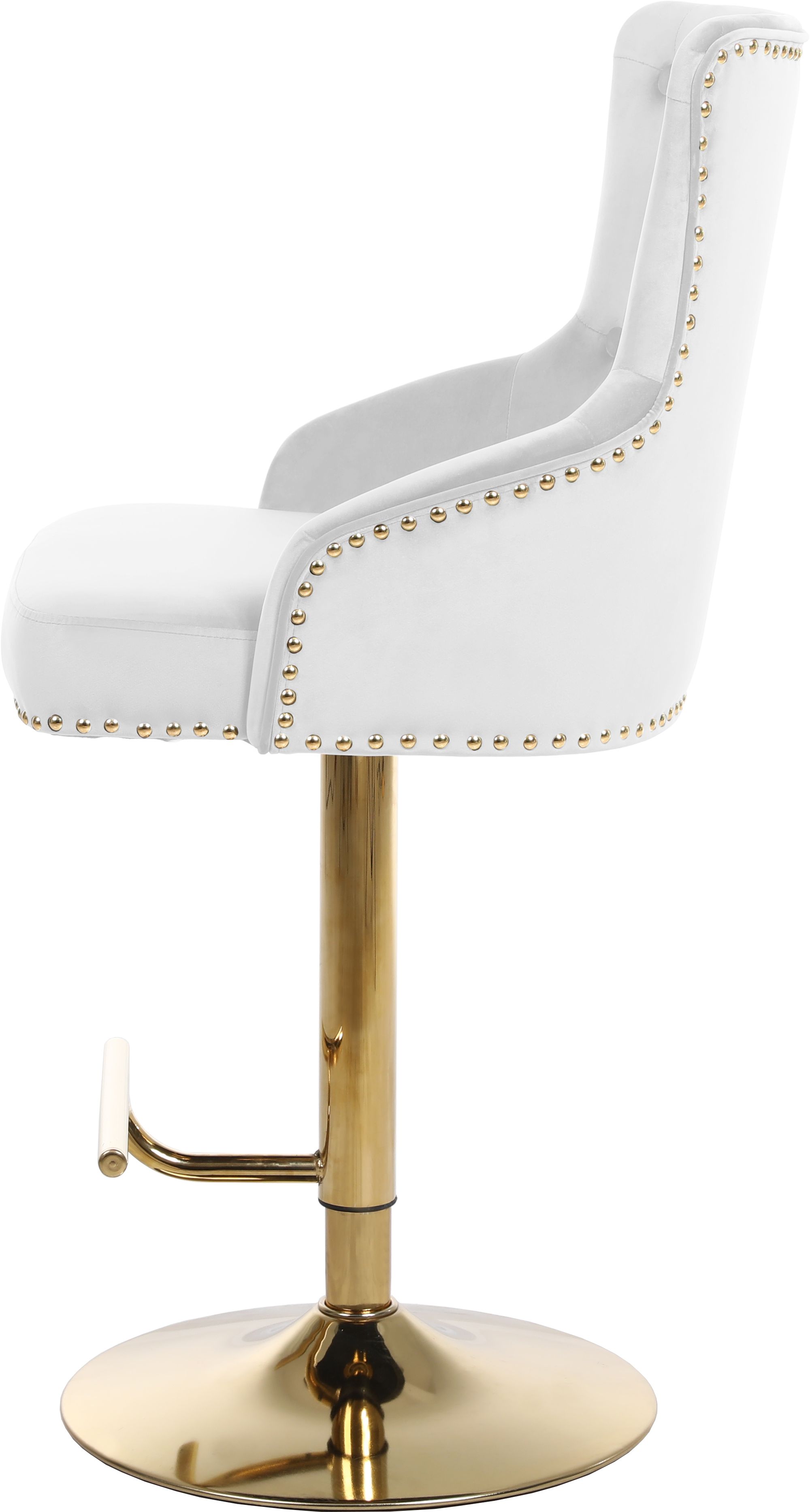 Claude Velvet Adjustable Stool with Gold Base