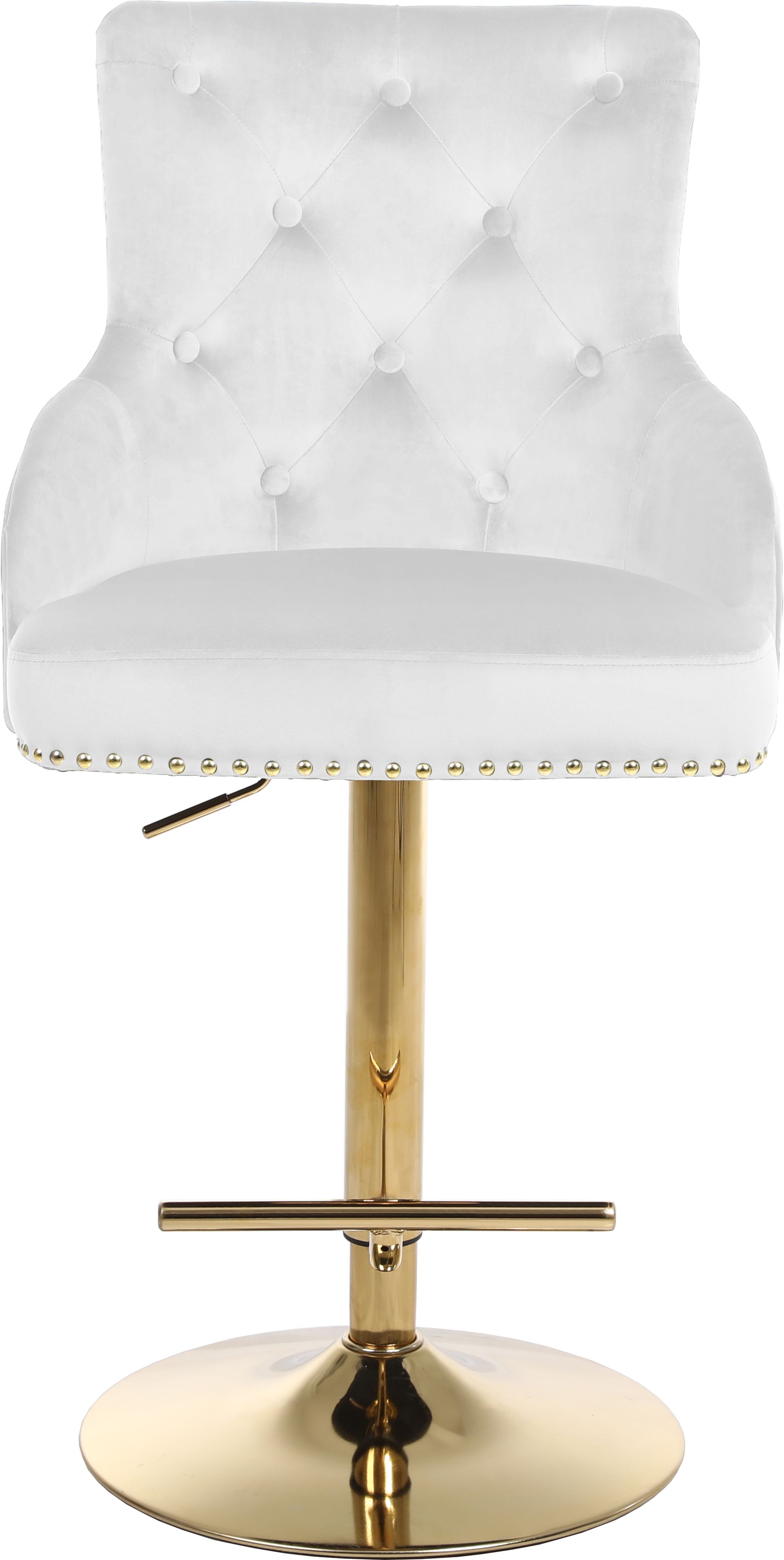 Claude Velvet Adjustable Stool with Gold Base