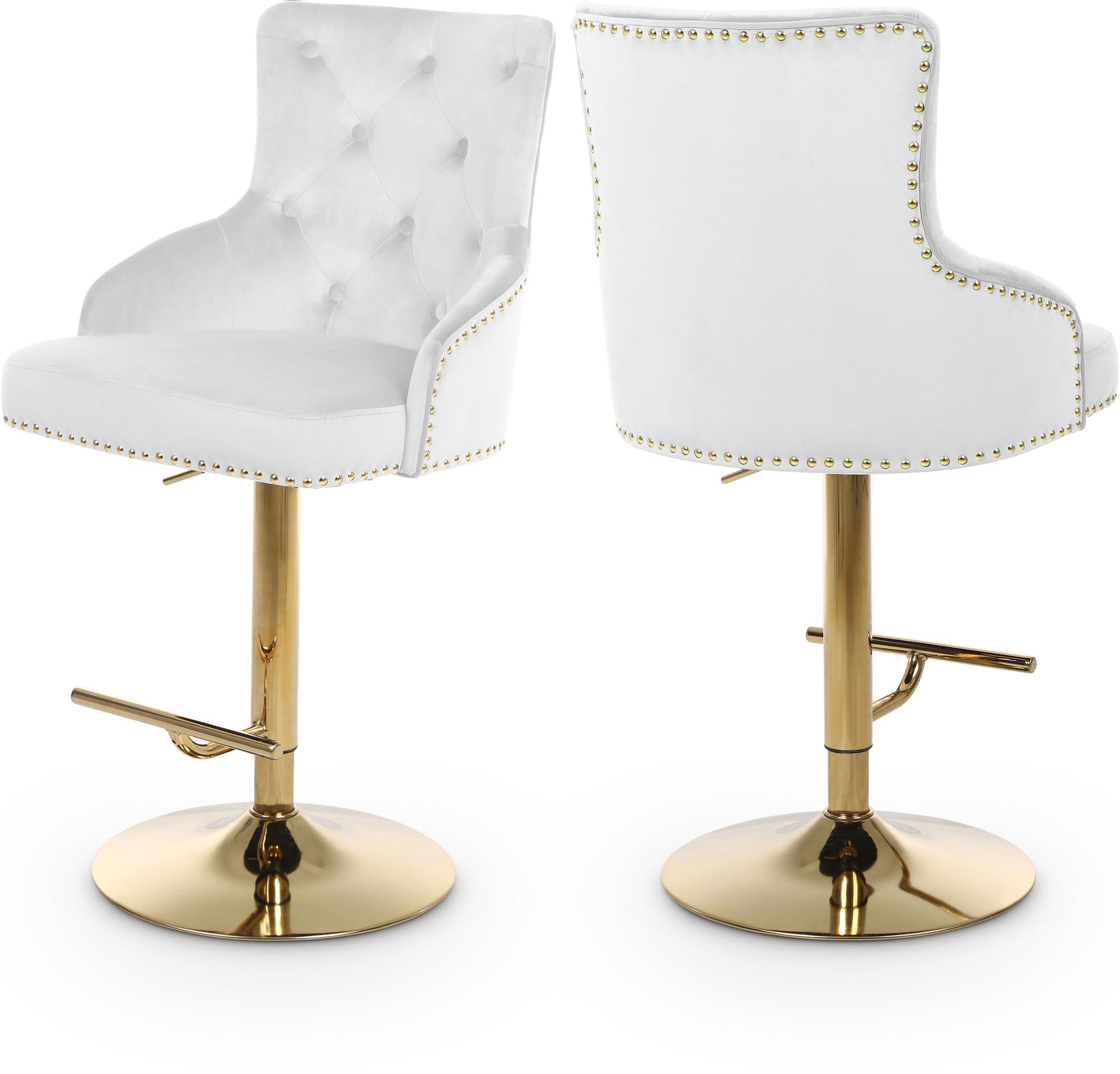 Claude Velvet Adjustable Stool with Gold Base
