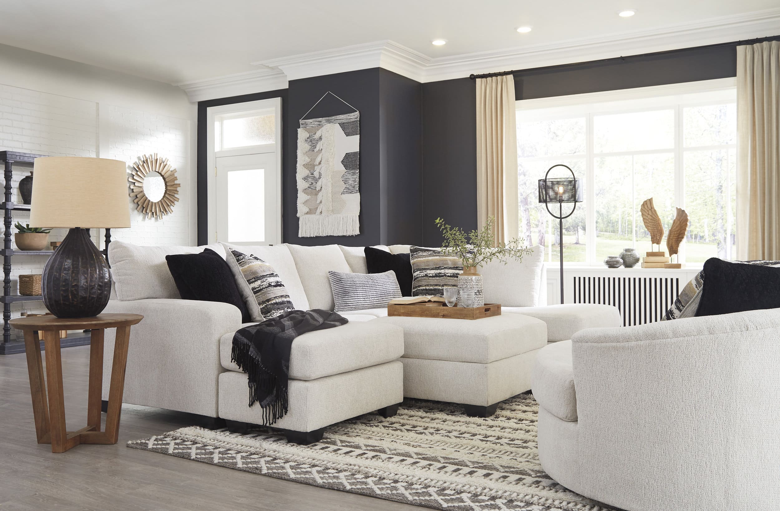 Cambri Polyester Oversized Round Swivel Chair