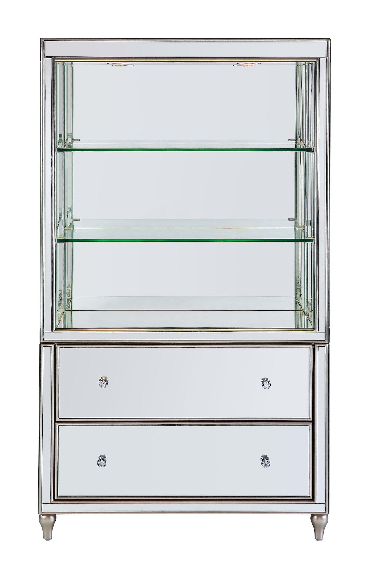 Persis 92850 Mirrored/Faux Diamonds Bookcase w/ LED Lights