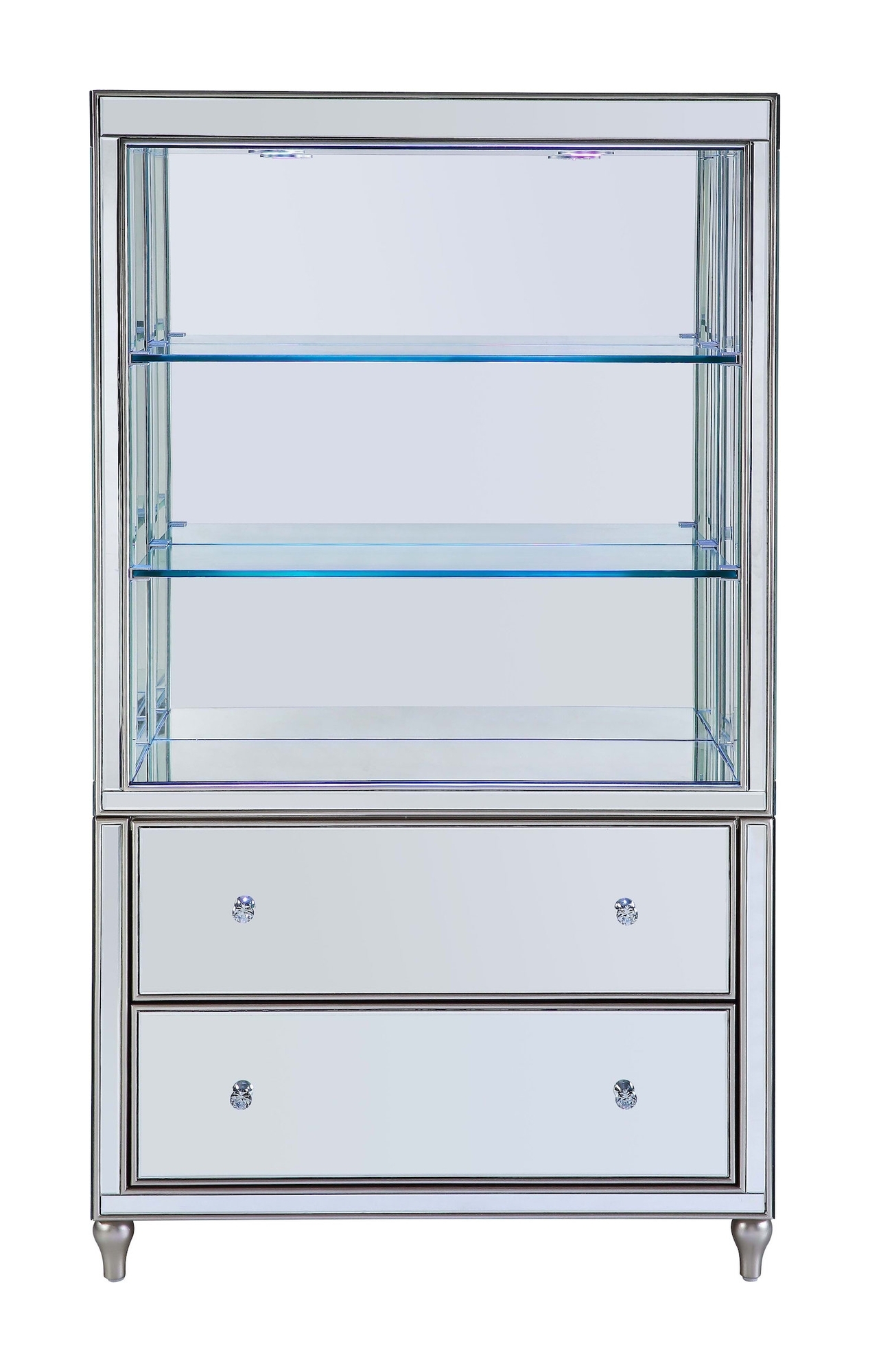 Persis 92850 Mirrored/Faux Diamonds Bookcase w/ LED Lights