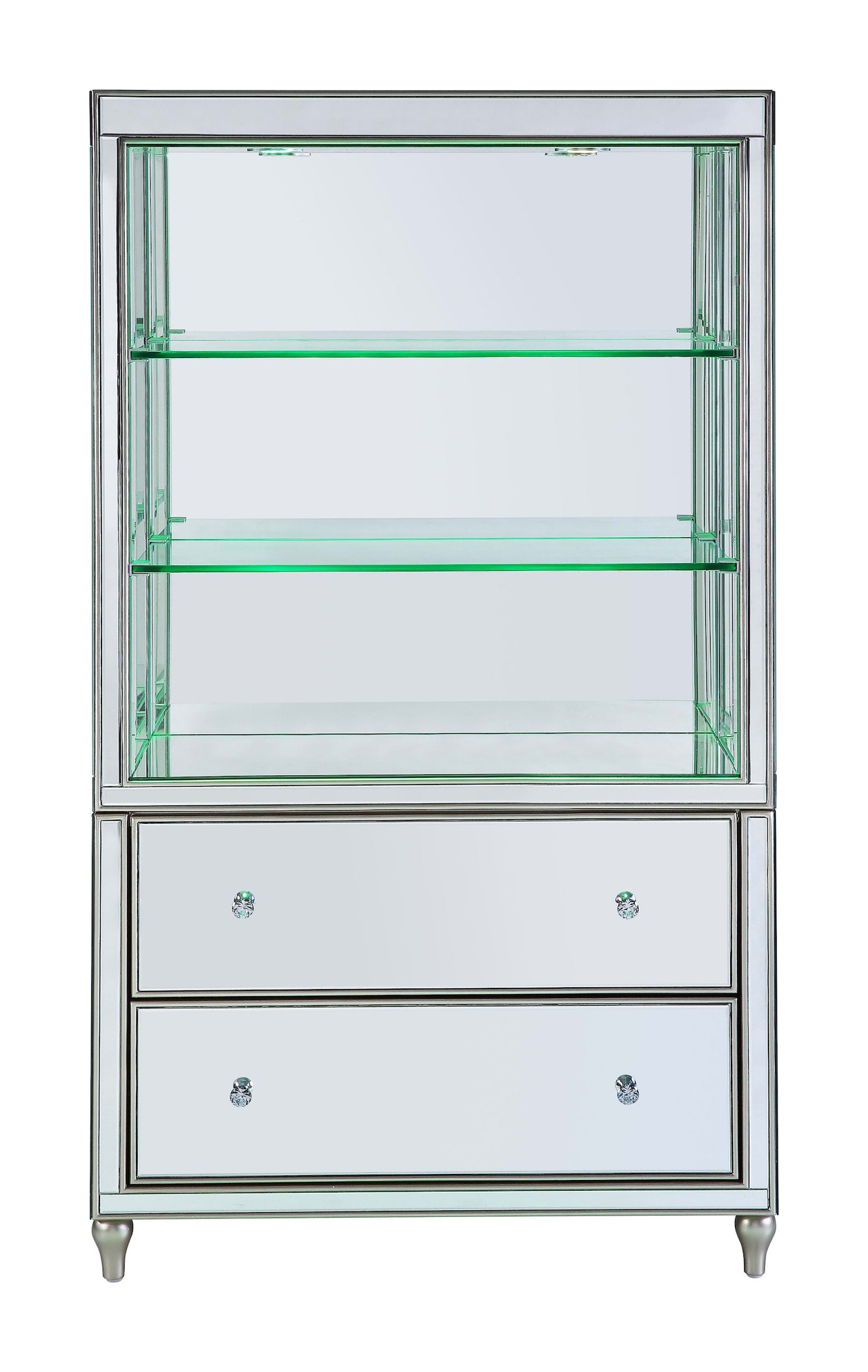 Persis 92850 Mirrored/Faux Diamonds Bookcase w/ LED Lights