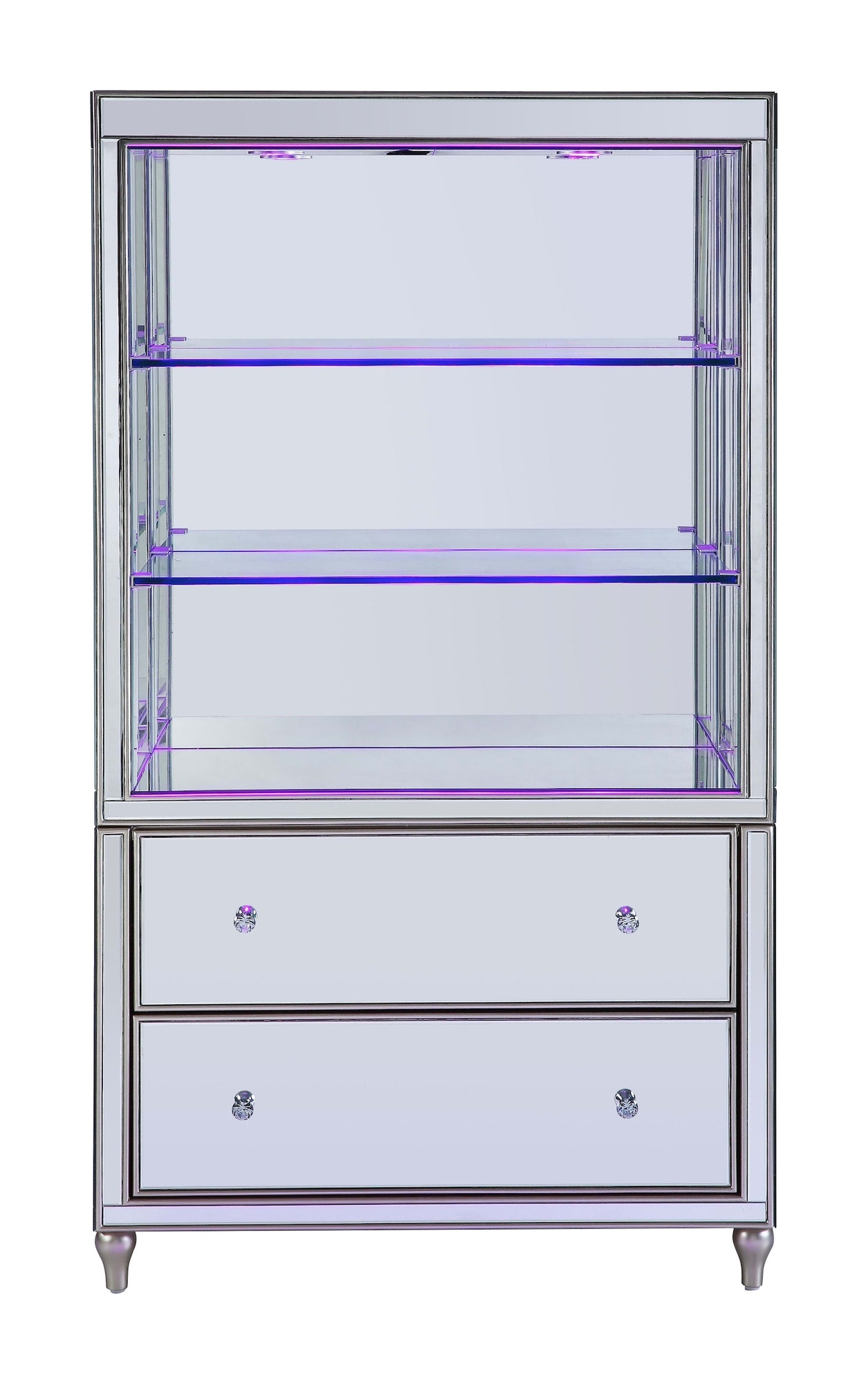 Persis 92850 Mirrored/Faux Diamonds Bookcase w/ LED Lights