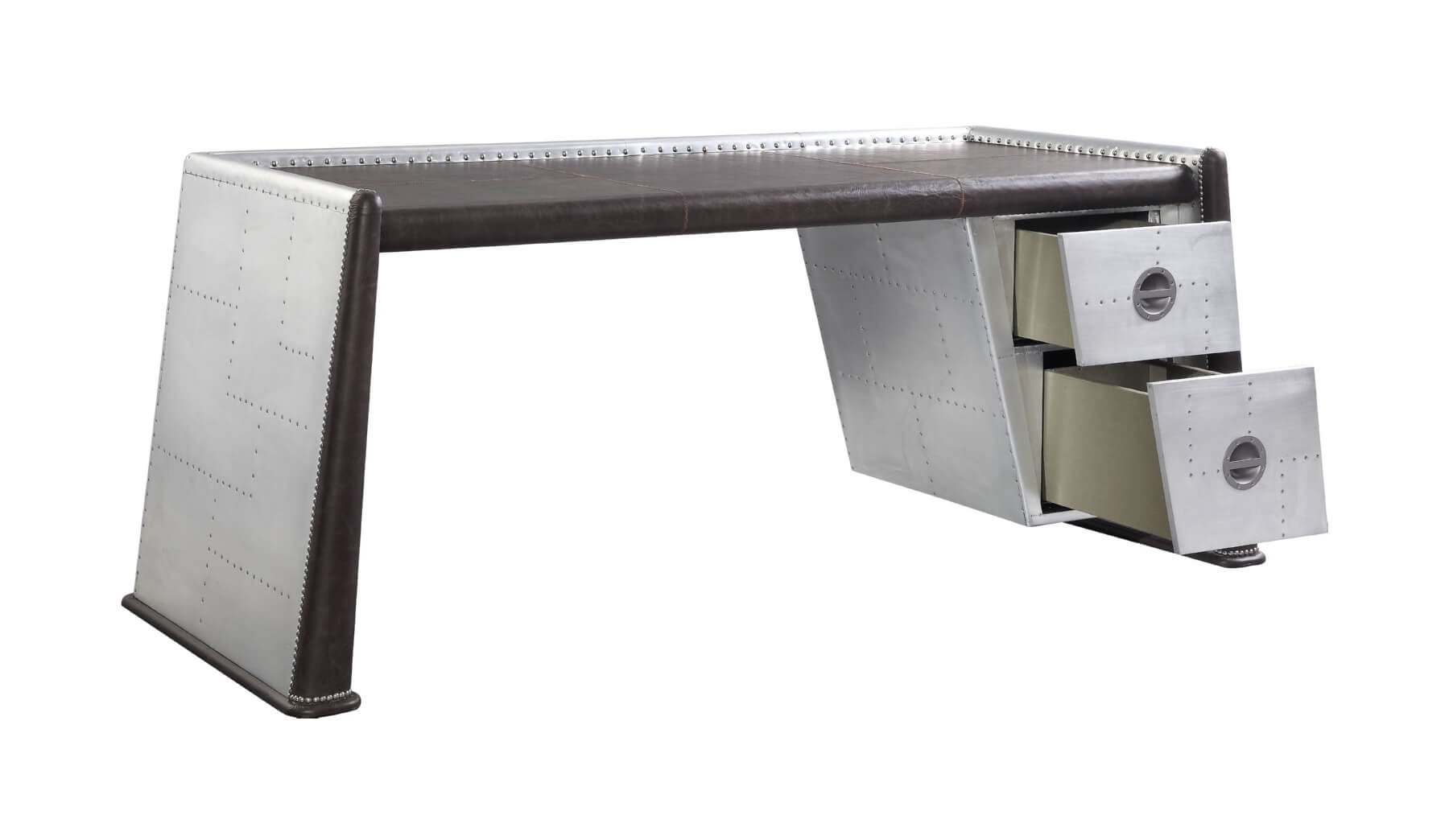 Brancaster 92855 Top Grain Leather/Aluminum Desk