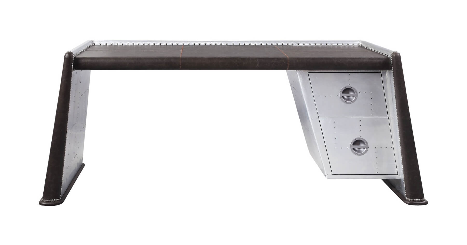 Brancaster 92855 Top Grain Leather/Aluminum Desk