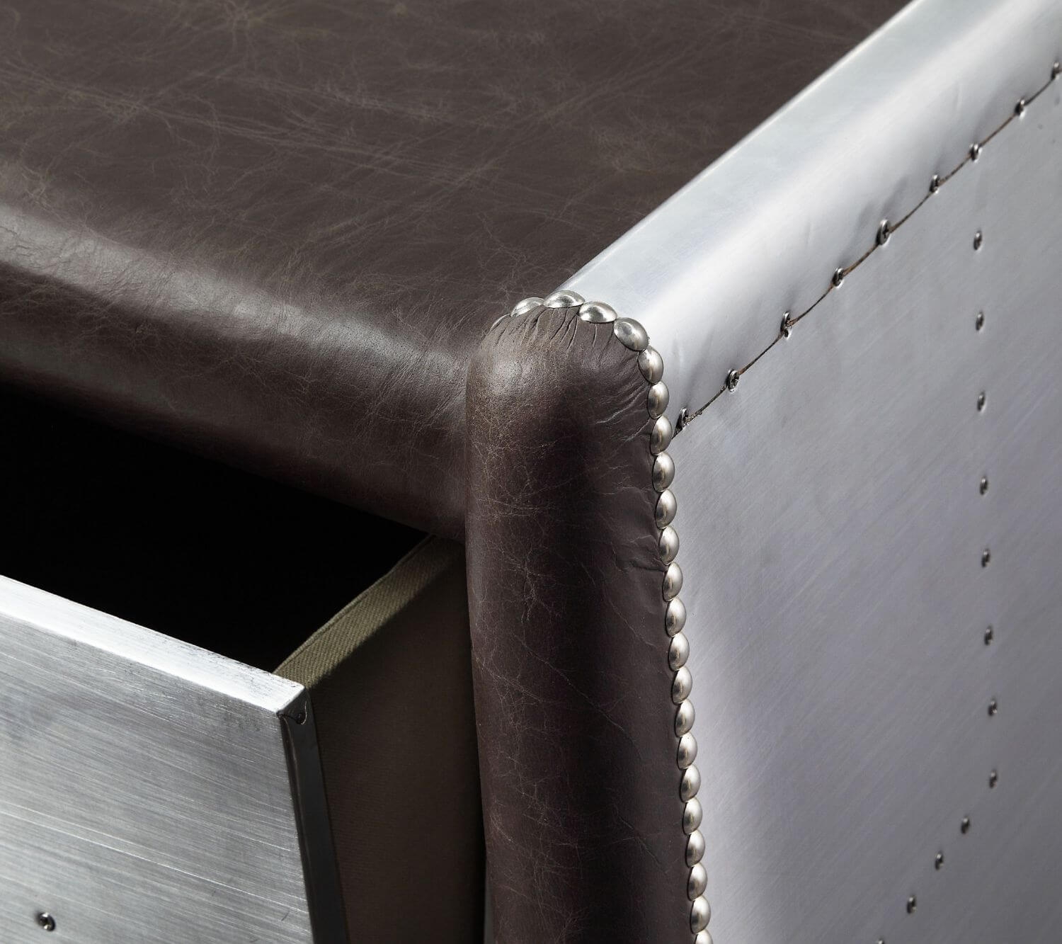 Brancaster 92855 Top Grain Leather/Aluminum Desk