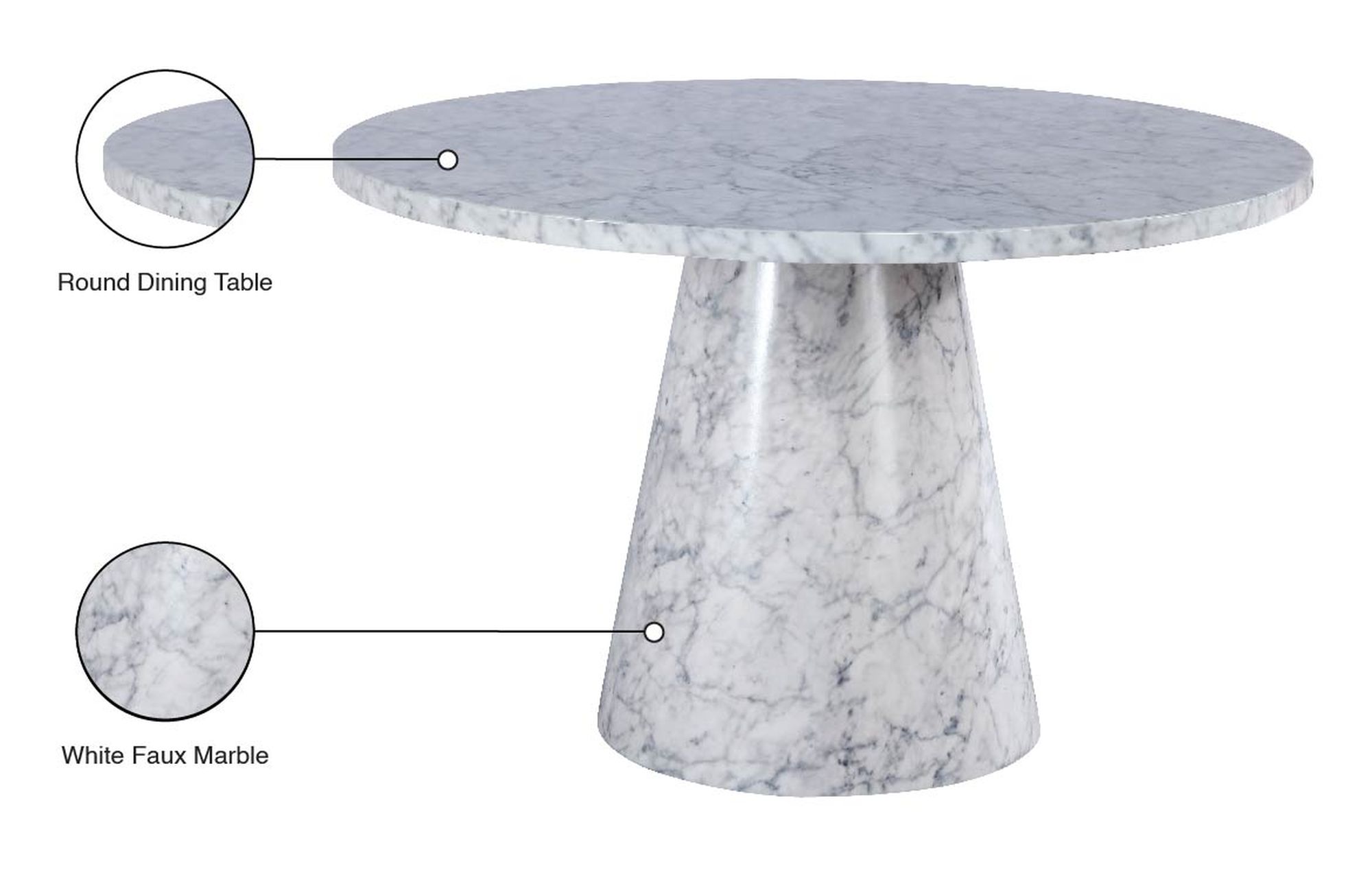 Omni 48" Round Faux Marble Dining Table