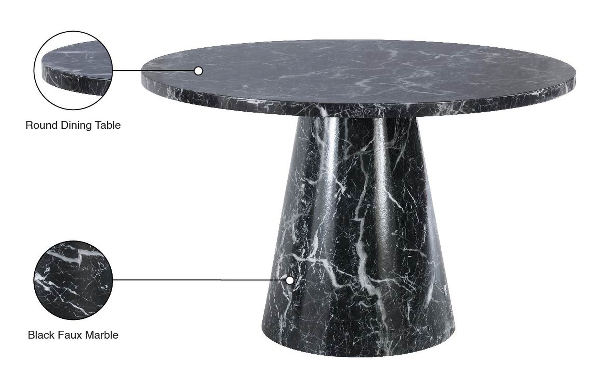 Omni 48" Round Faux Marble Dining Table