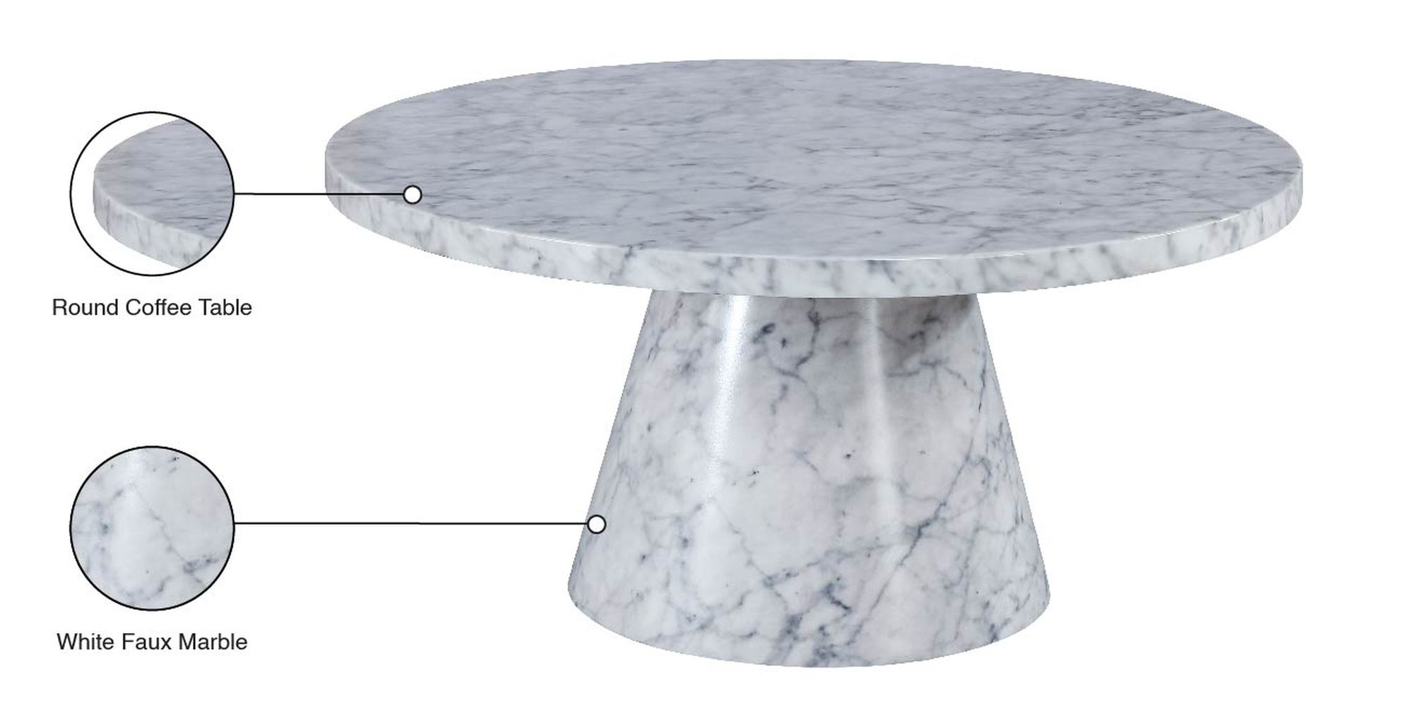 Omni 36" Round Faux Marble Coffee Table