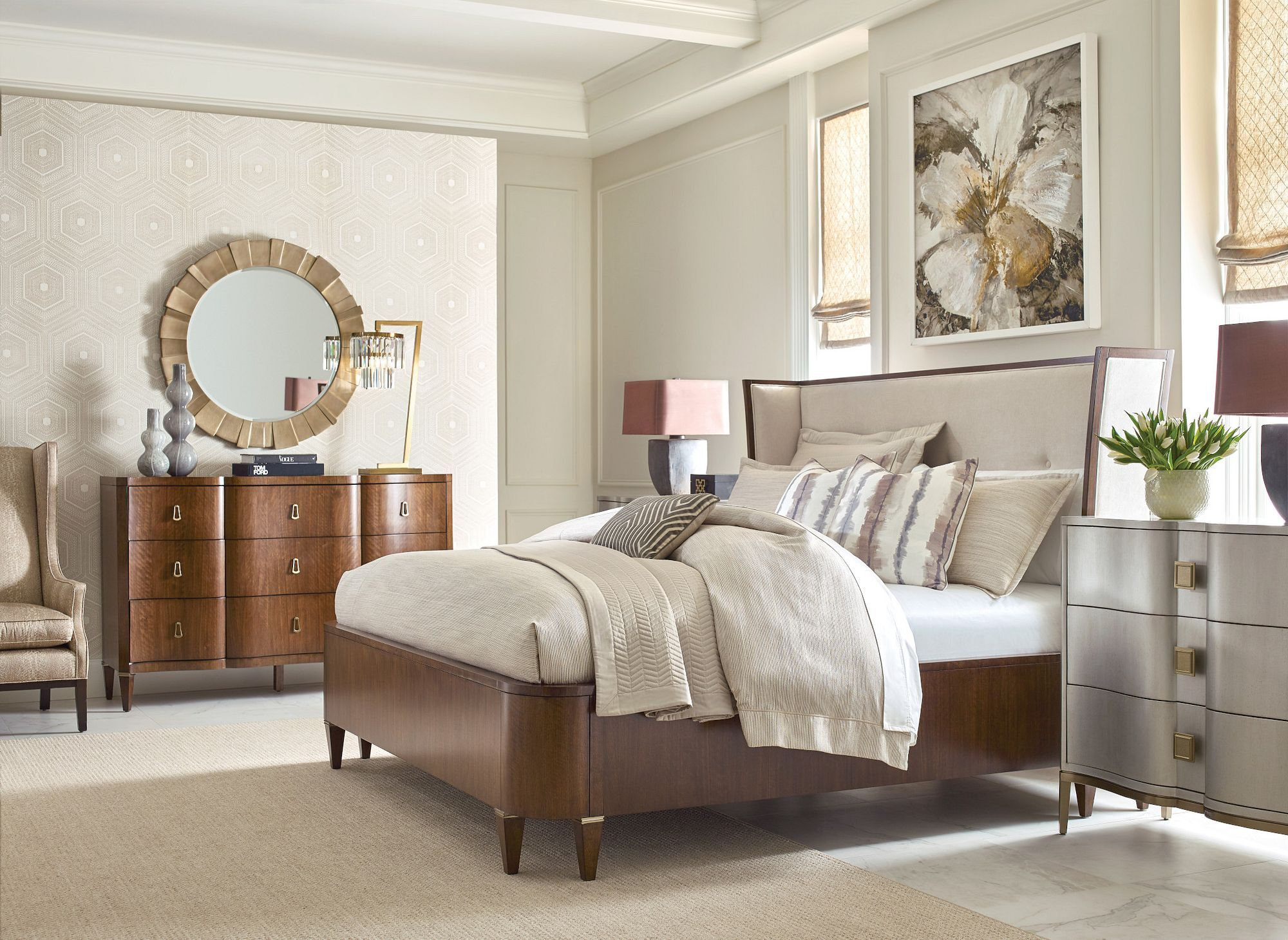 Vantage Morris Fabric/Wood Panel Bed, Queen Size