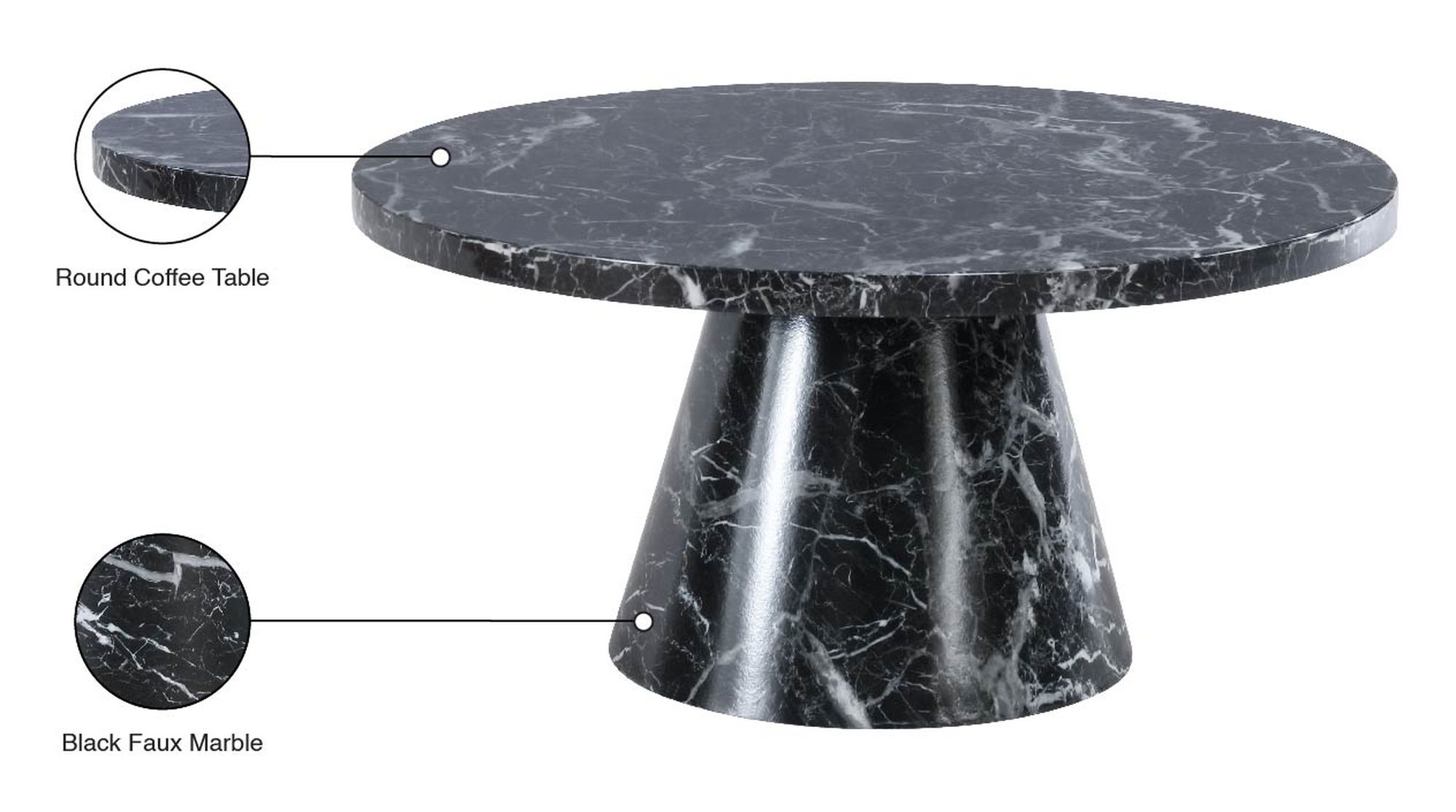Omni 36" Round Faux Marble Coffee Table